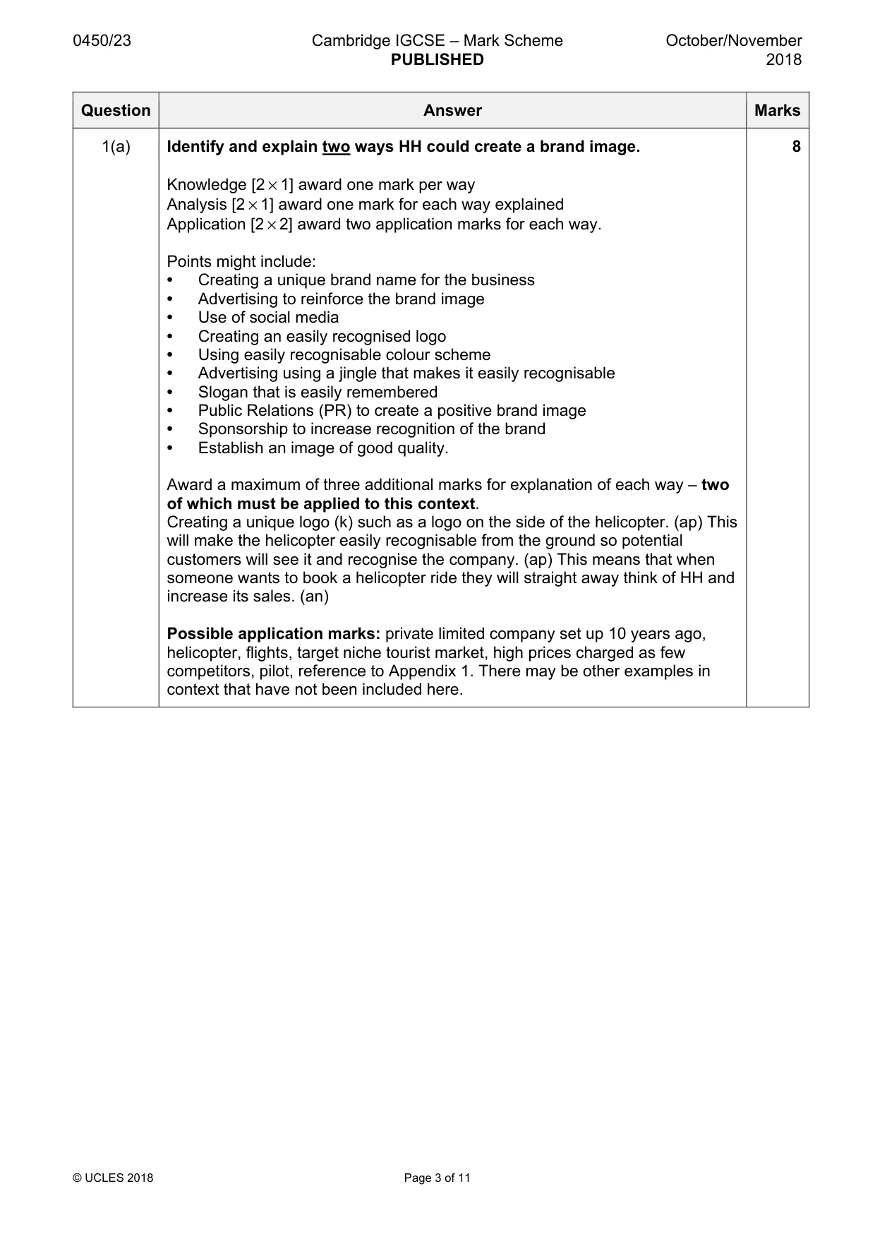 Mark scheme, page 3 of 11