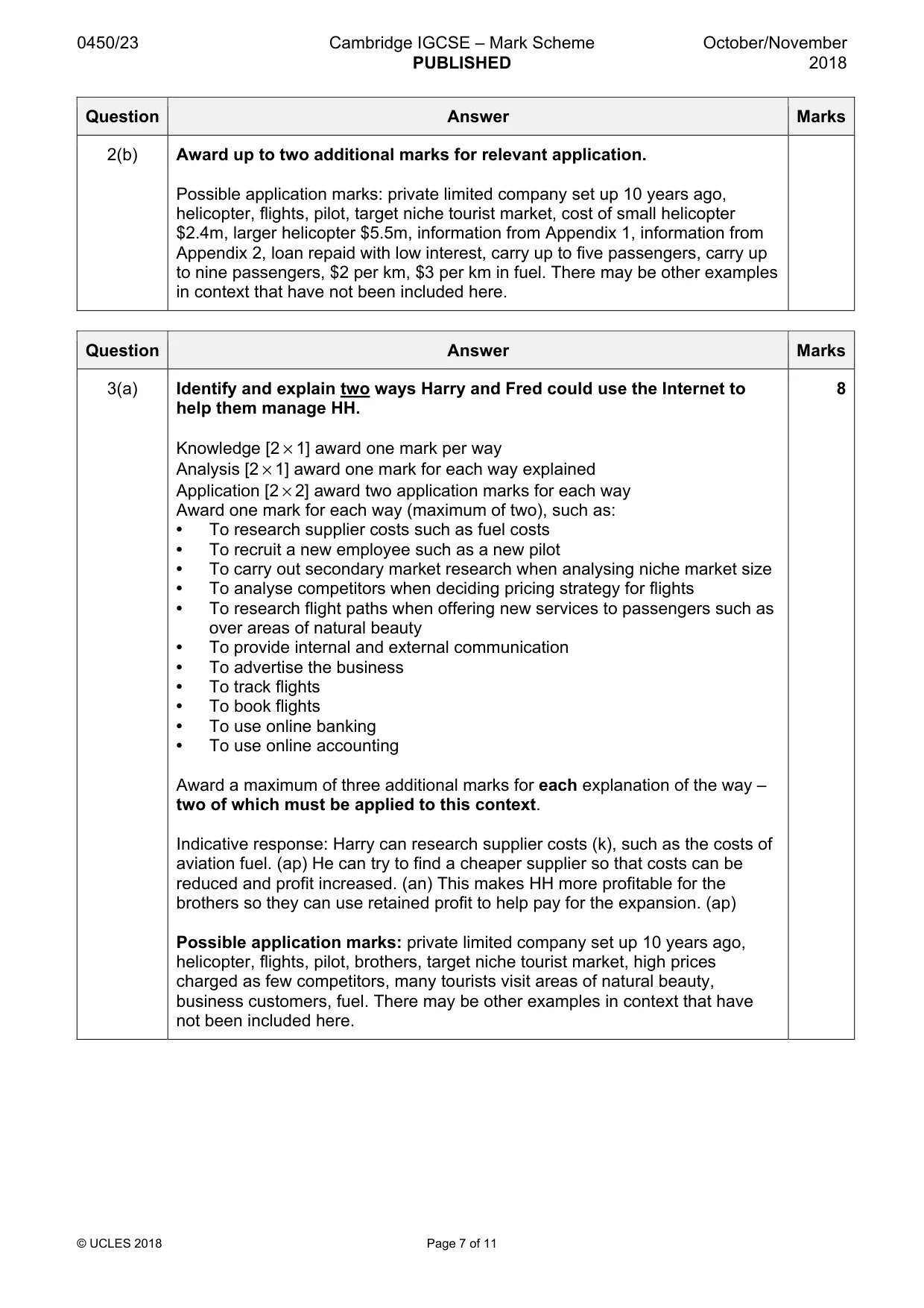 Mark scheme, page 7 of 11