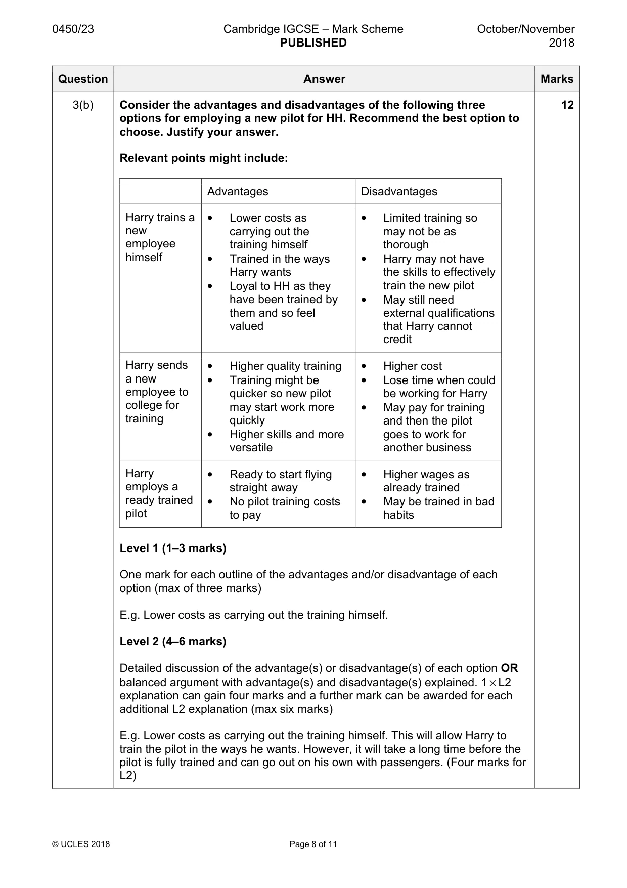 Mark scheme, page 8 of 11