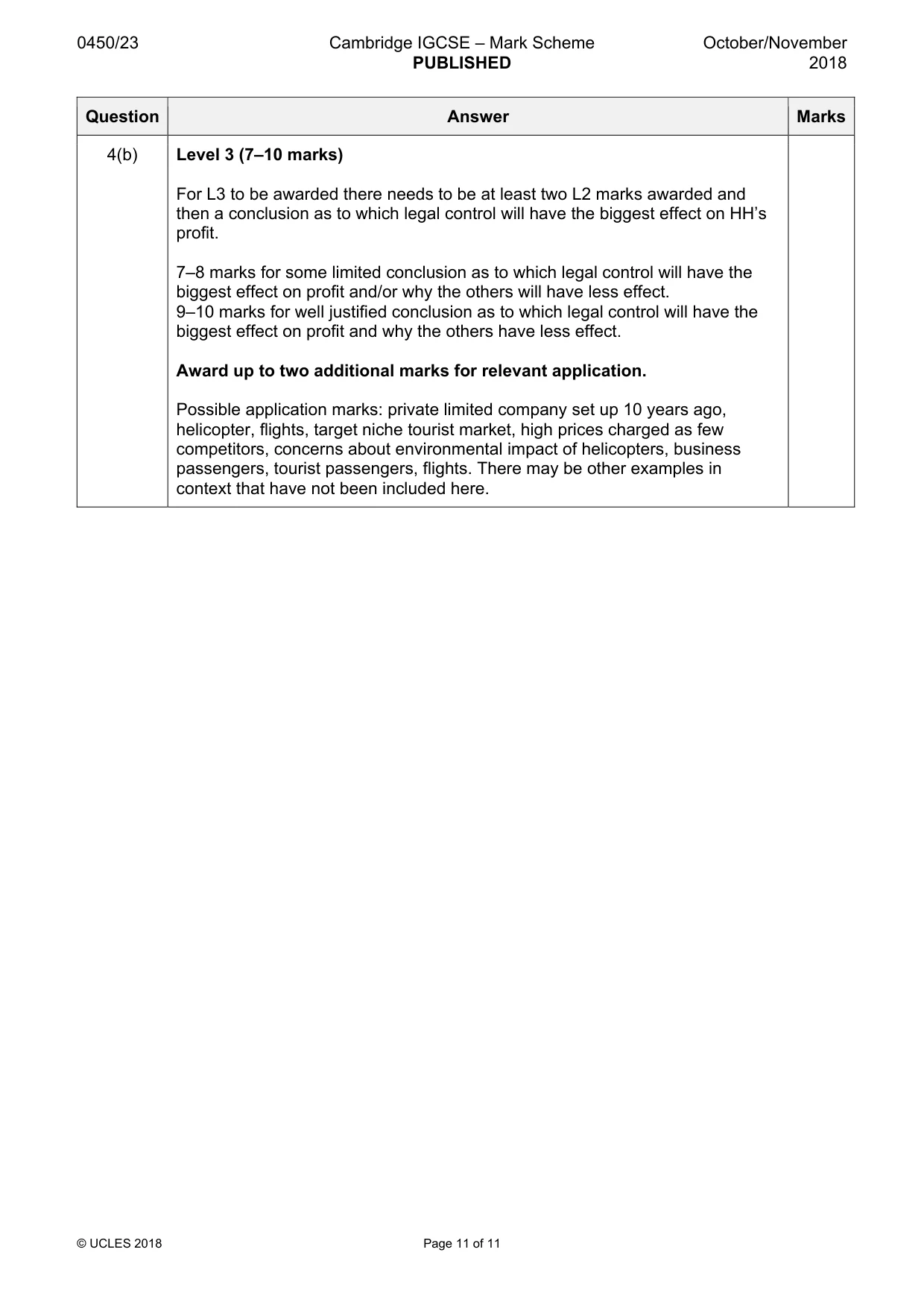 Mark scheme, page 11 of 11