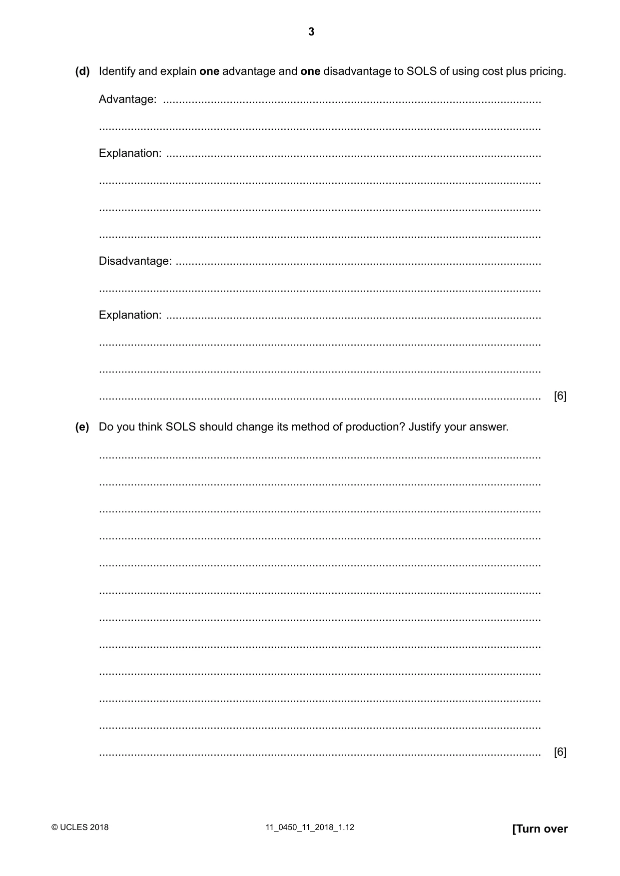 Cambridge IGCSE Business Studies 0450 2018 Oct/Nov Paper 1 · Variant 1 question paper, page 3 of 12