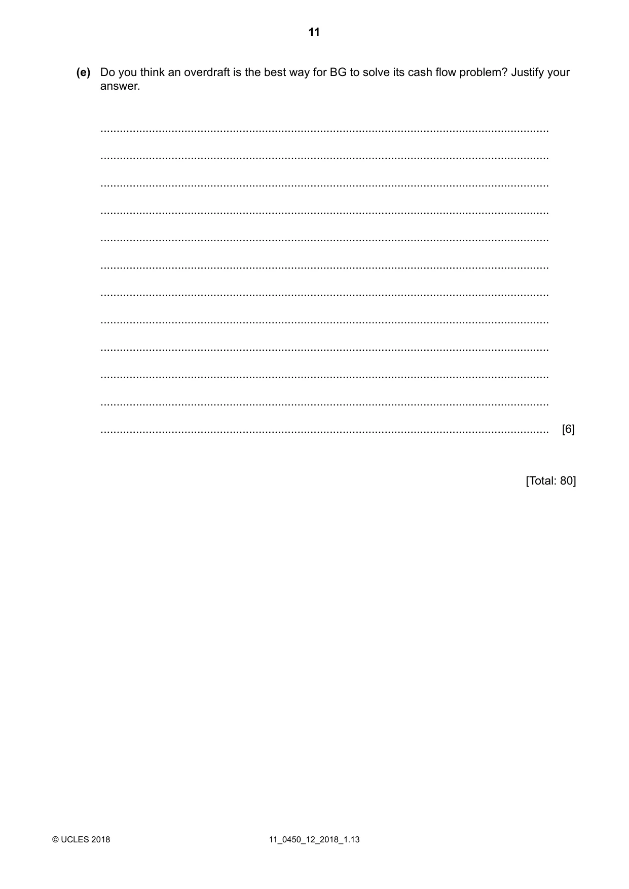 Cambridge IGCSE Business Studies 0450 2018 Oct/Nov Paper 1 · Variant 2 question paper, page 11 of 12