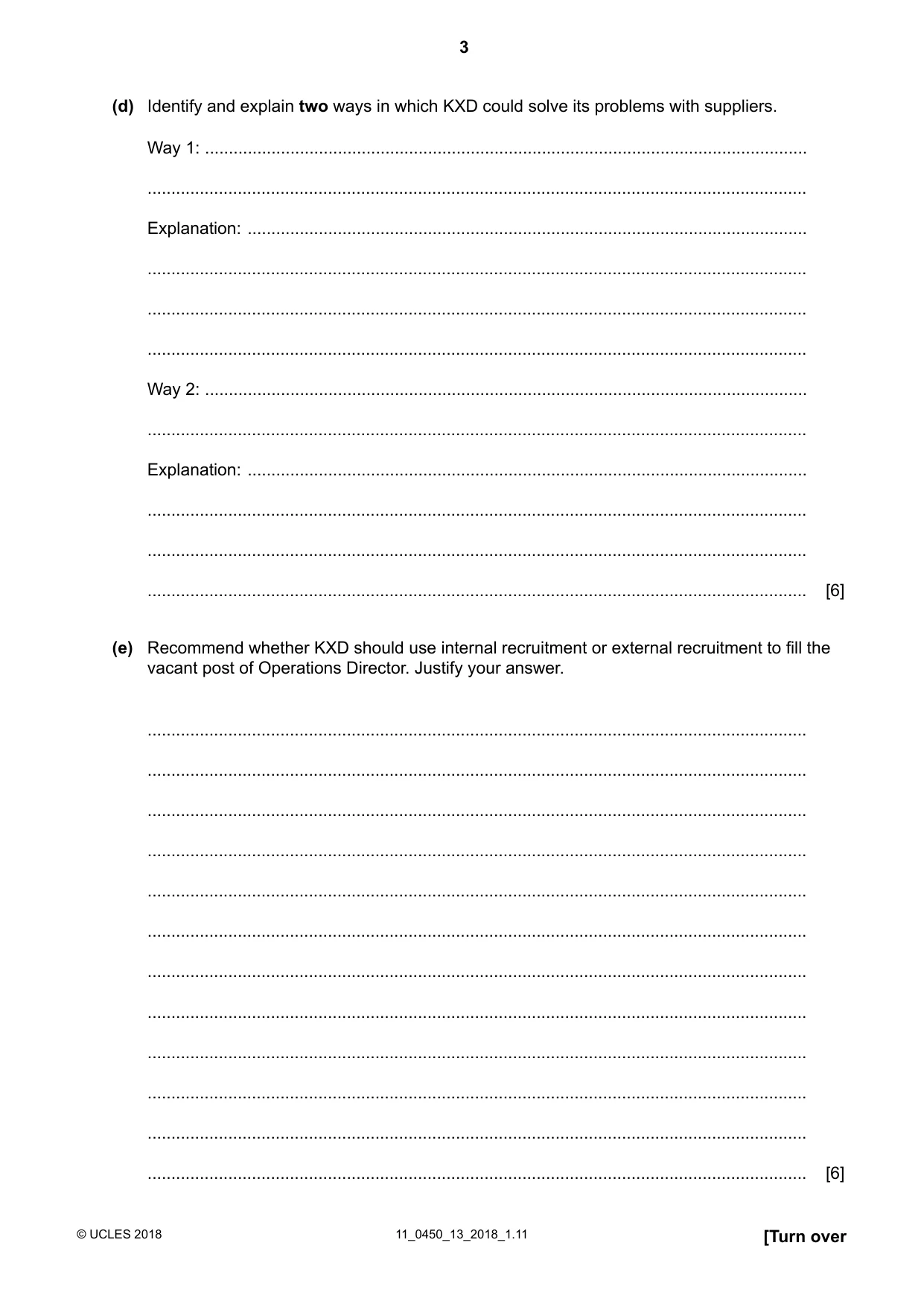 Cambridge IGCSE Business Studies 0450 2018 Oct/Nov Paper 1 · Variant 3 question paper, page 3 of 12