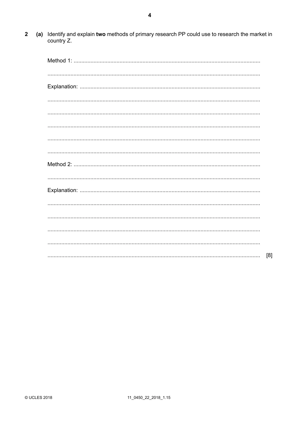 Cambridge IGCSE Business Studies 0450 2018 Oct/Nov Paper 2 · Variant 2 question paper, page 4 of 12
