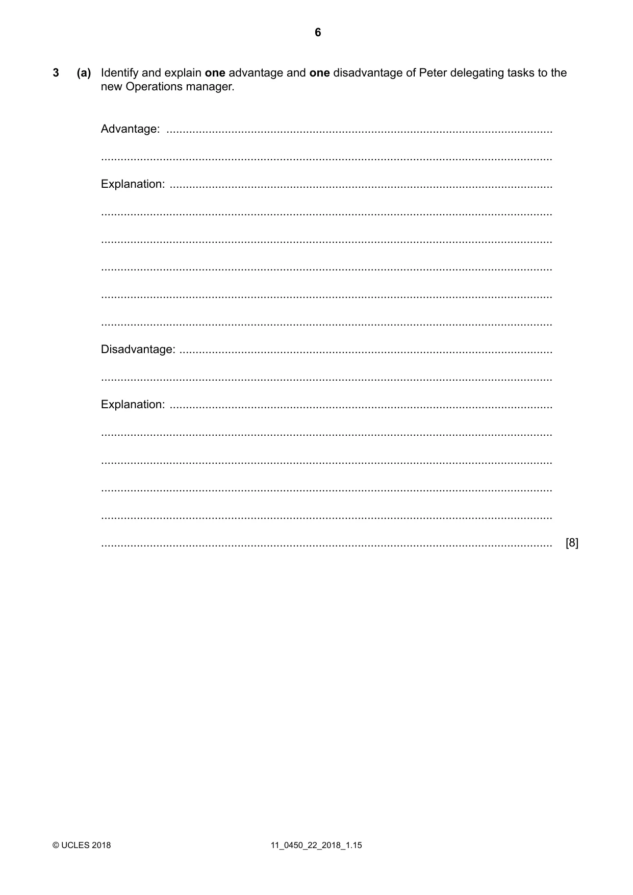 Cambridge IGCSE Business Studies 0450 2018 Oct/Nov Paper 2 · Variant 2 question paper, page 6 of 12