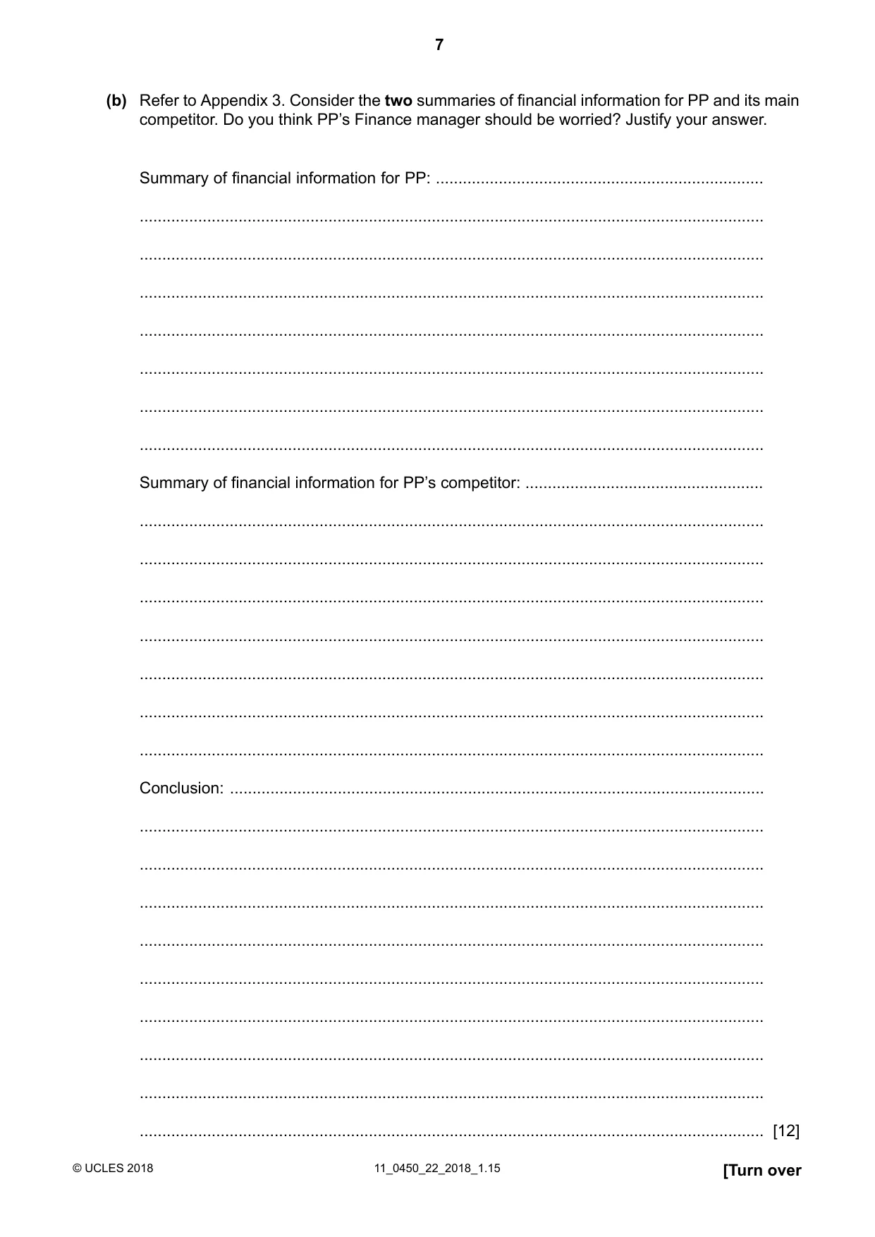 Cambridge IGCSE Business Studies 0450 2018 Oct/Nov Paper 2 · Variant 2 question paper, page 7 of 12