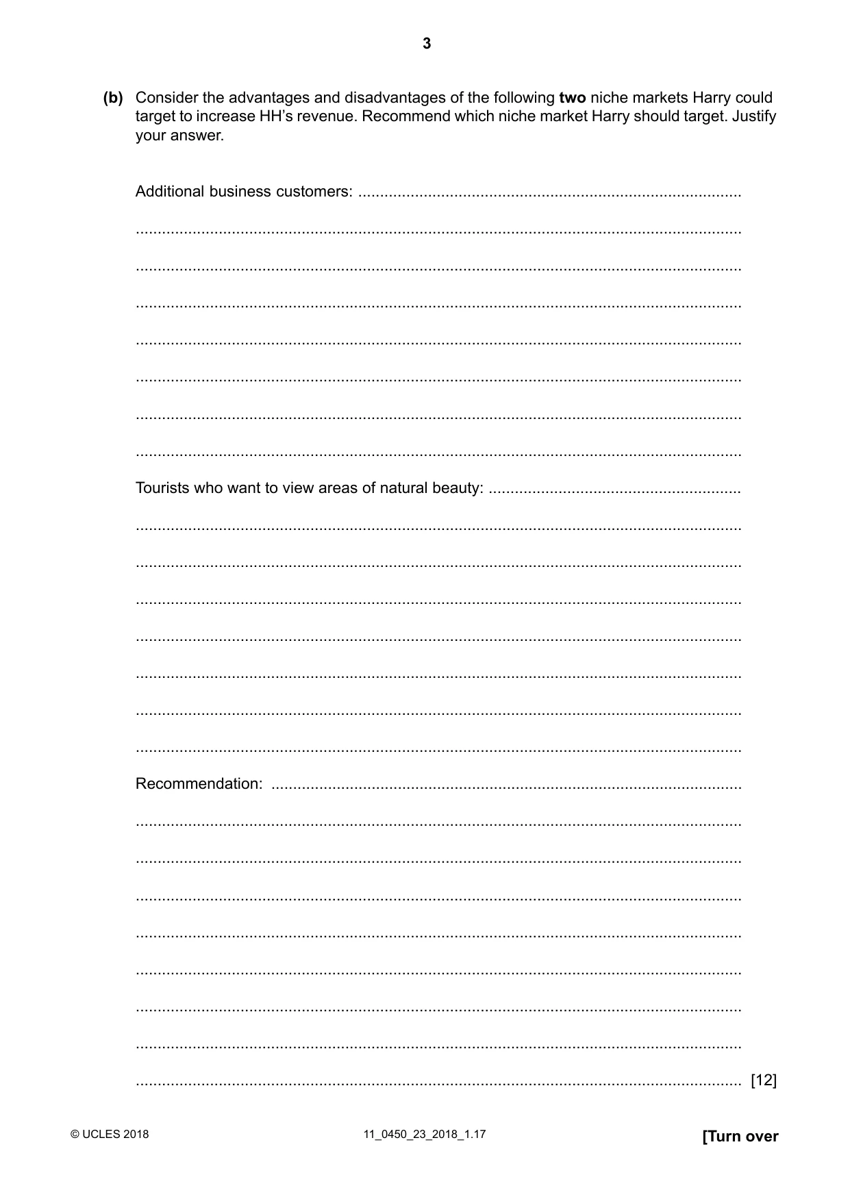 Cambridge IGCSE Business Studies 0450 2018 Oct/Nov Paper 2 · Variant 3 question paper, page 3 of 12