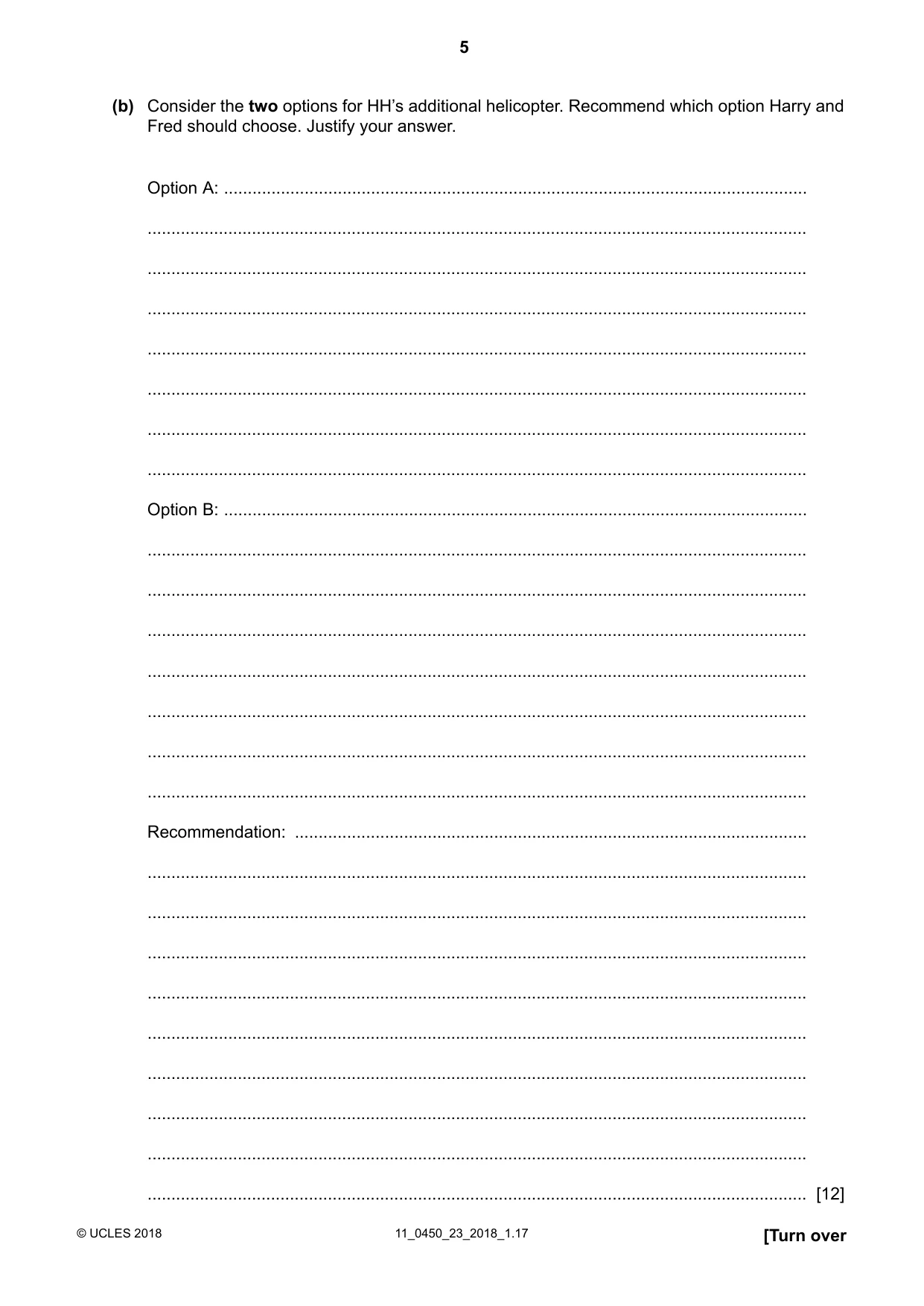 Cambridge IGCSE Business Studies 0450 2018 Oct/Nov Paper 2 · Variant 3 question paper, page 5 of 12