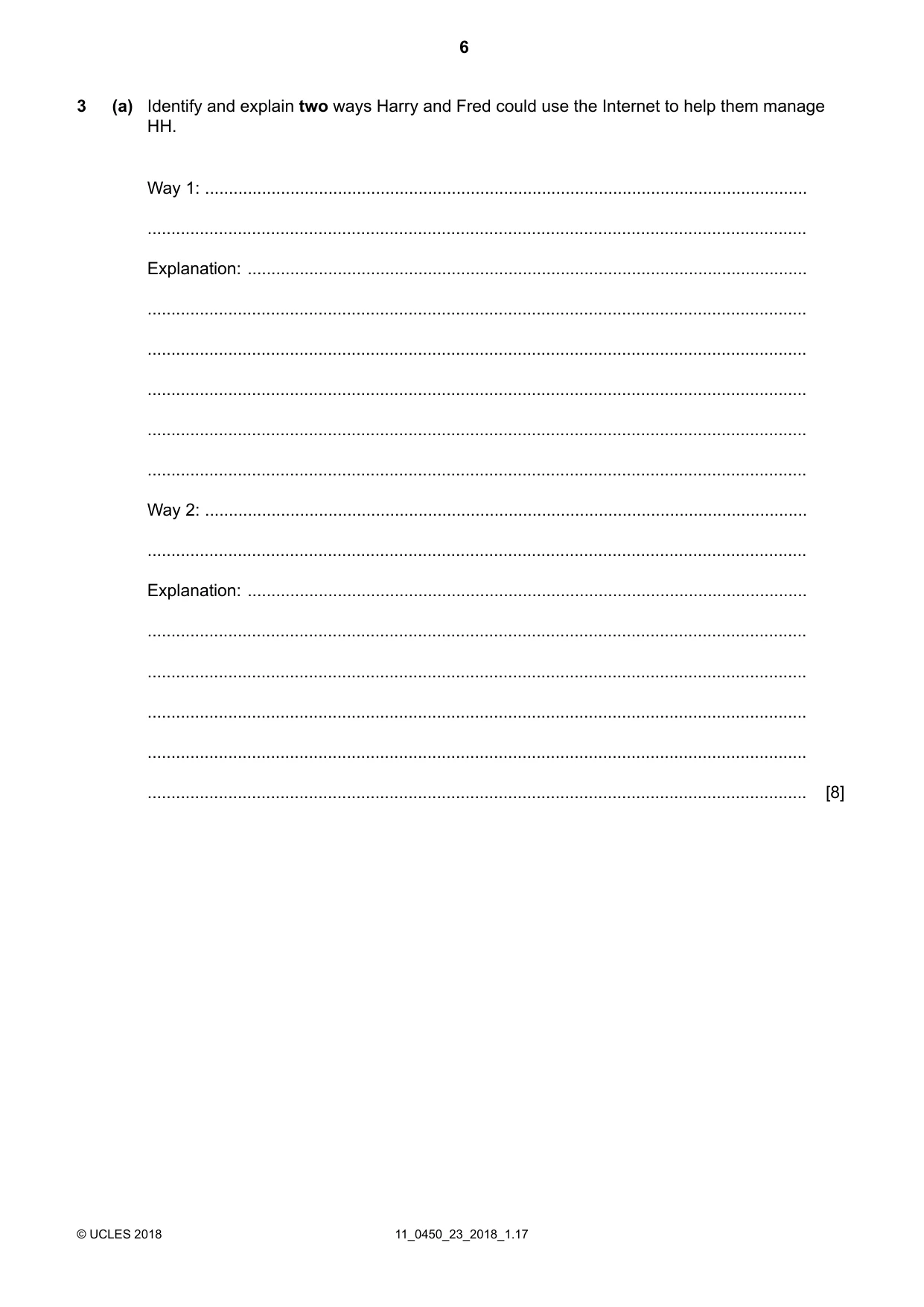 Cambridge IGCSE Business Studies 0450 2018 Oct/Nov Paper 2 · Variant 3 question paper, page 6 of 12