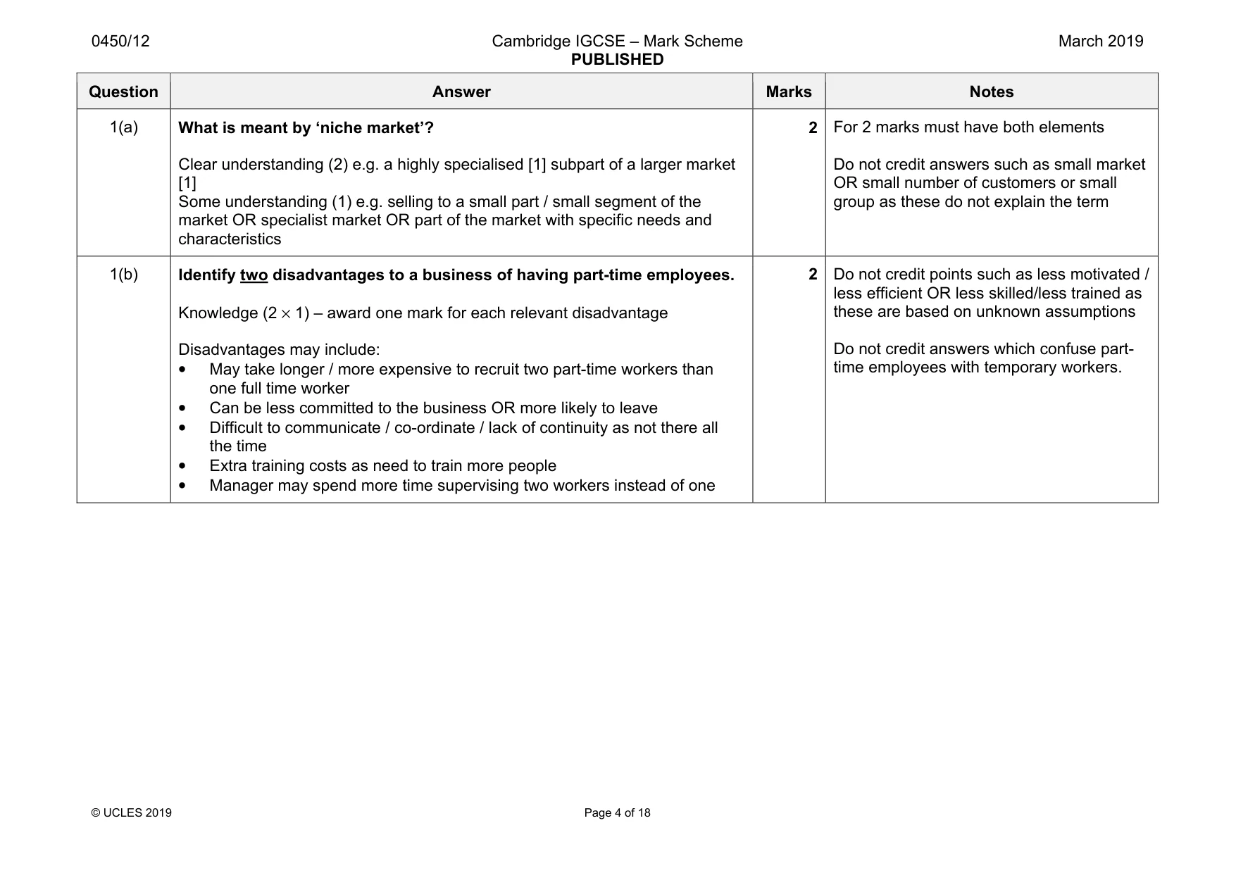 Mark scheme, page 4 of 18