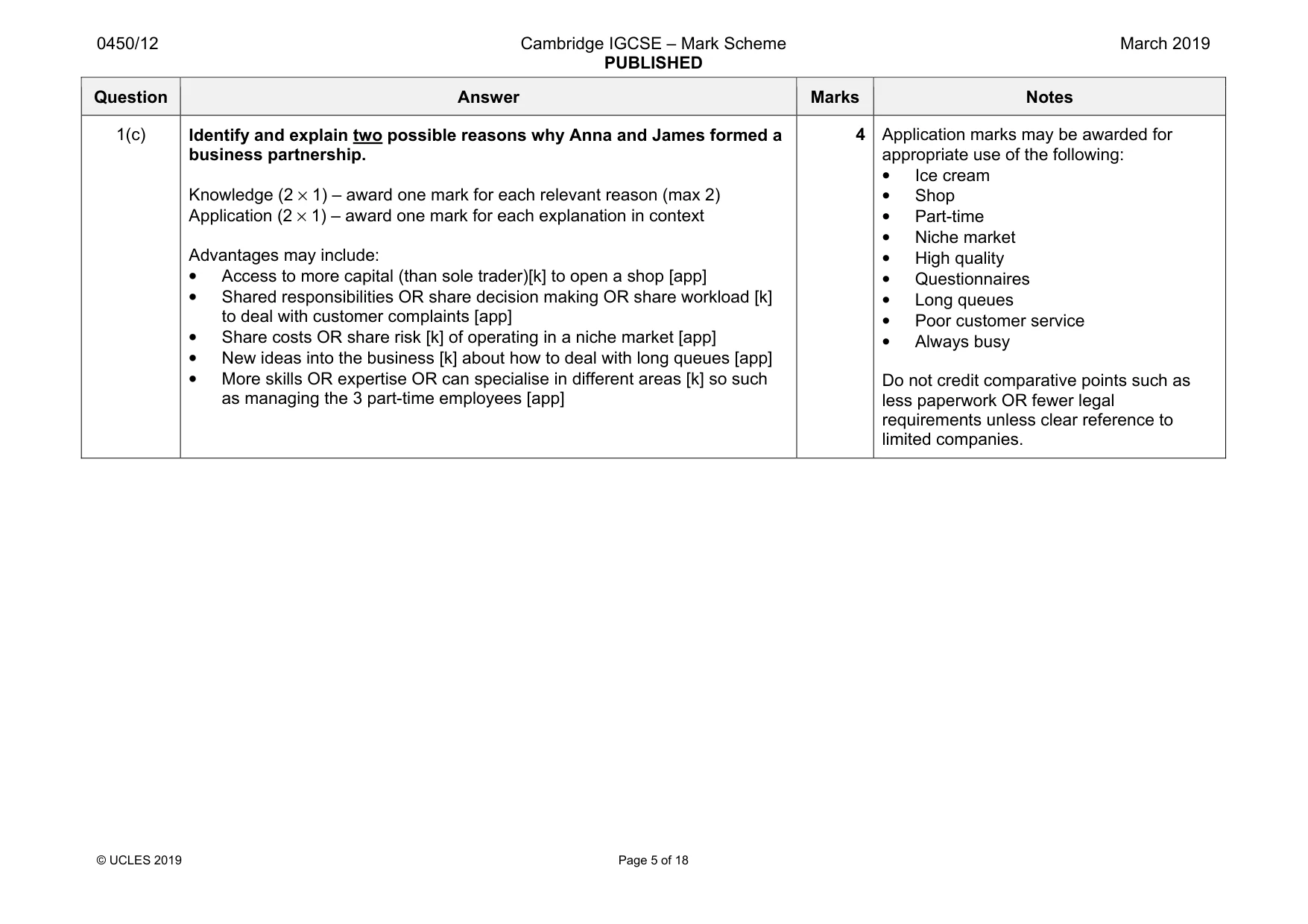 Mark scheme, page 5 of 18