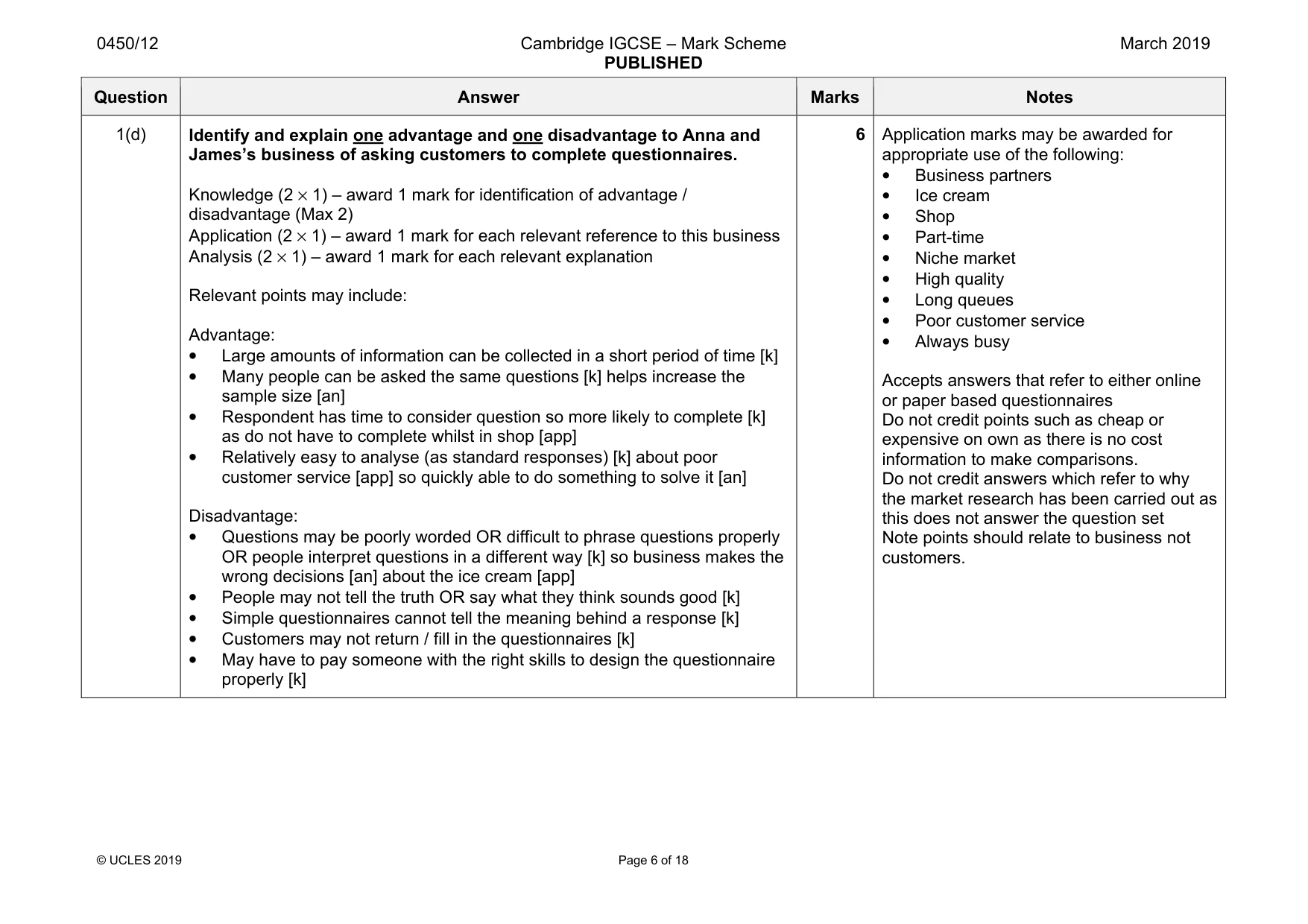 Mark scheme, page 6 of 18