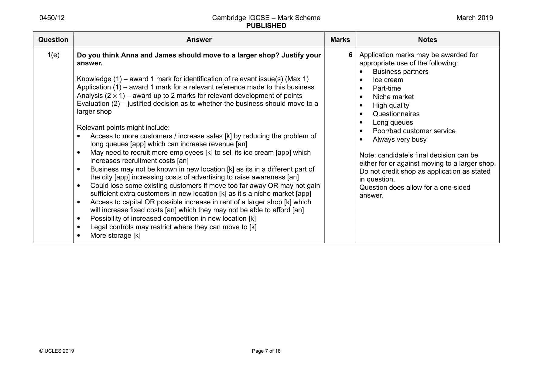Mark scheme, page 7 of 18