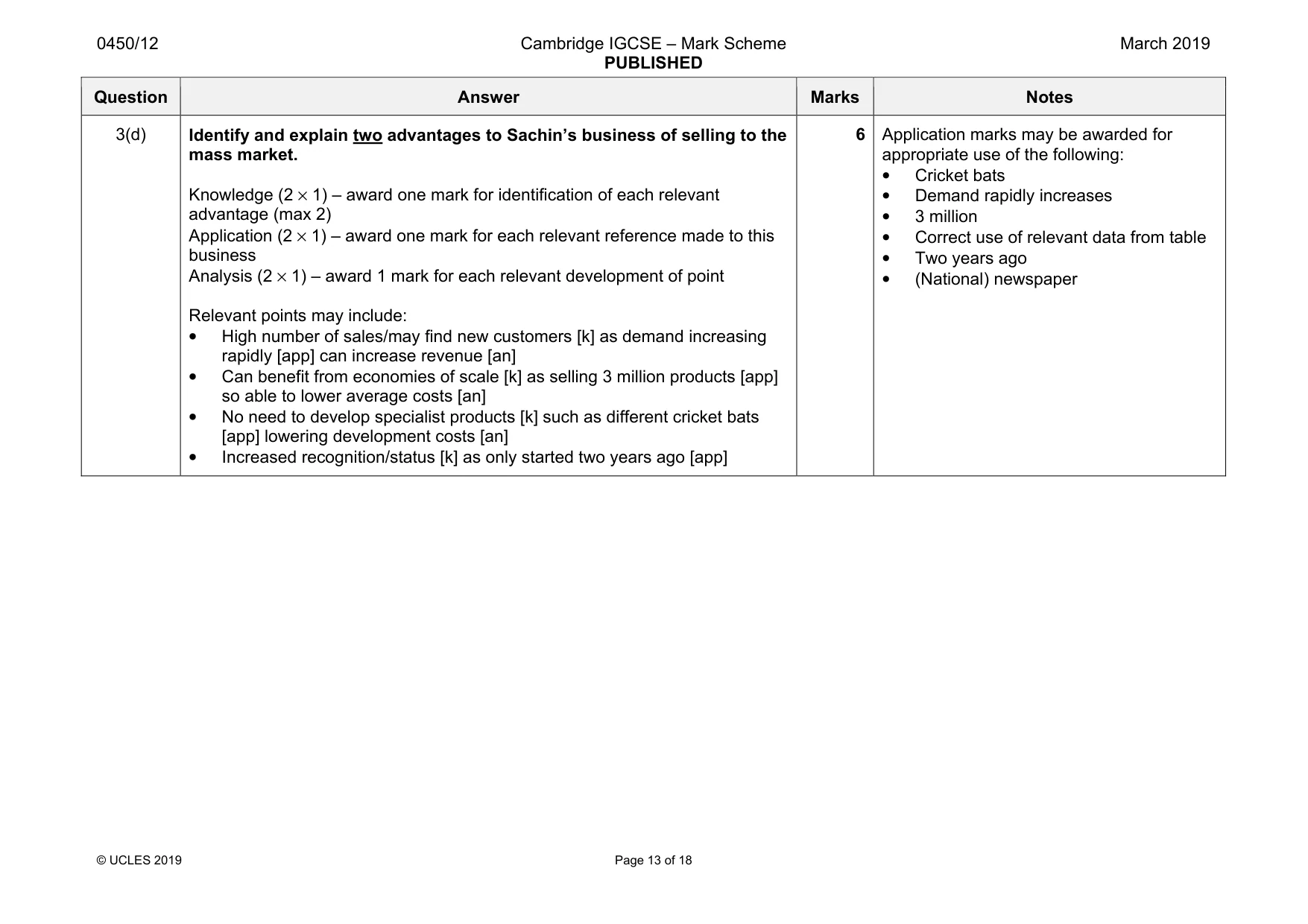 Mark scheme, page 13 of 18