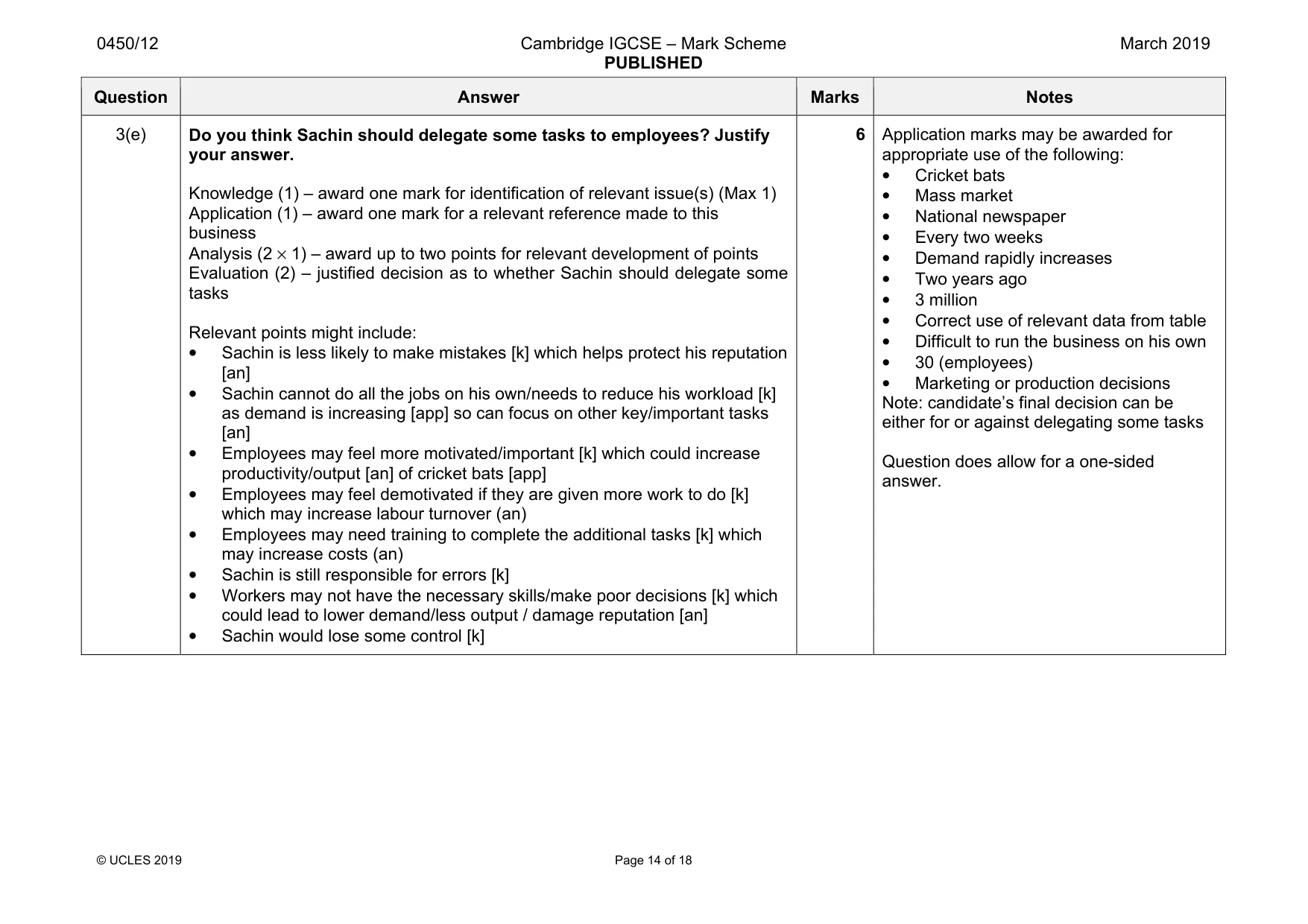 Mark scheme, page 14 of 18