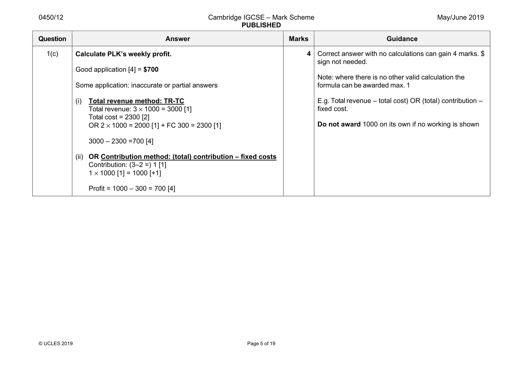 Mark scheme, page 5 of 19