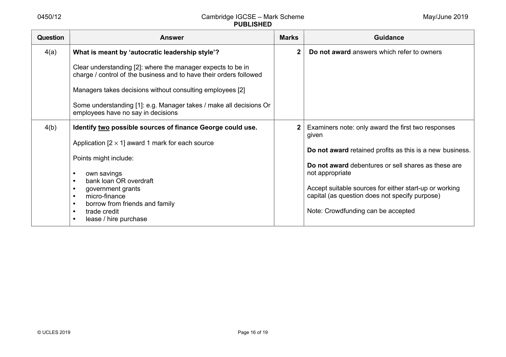 Mark scheme, page 16 of 19