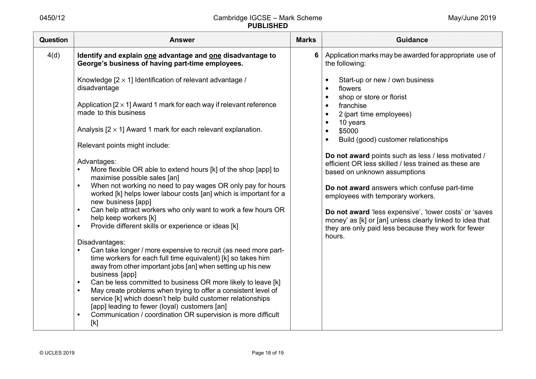 Mark scheme, page 18 of 19