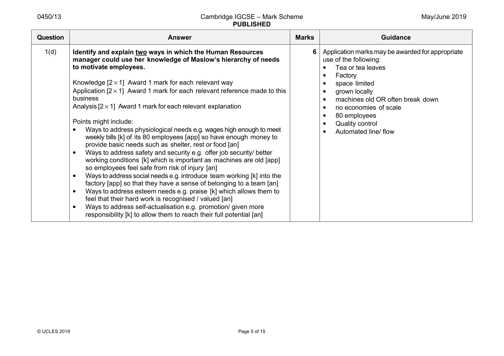 Mark scheme, page 5 of 15