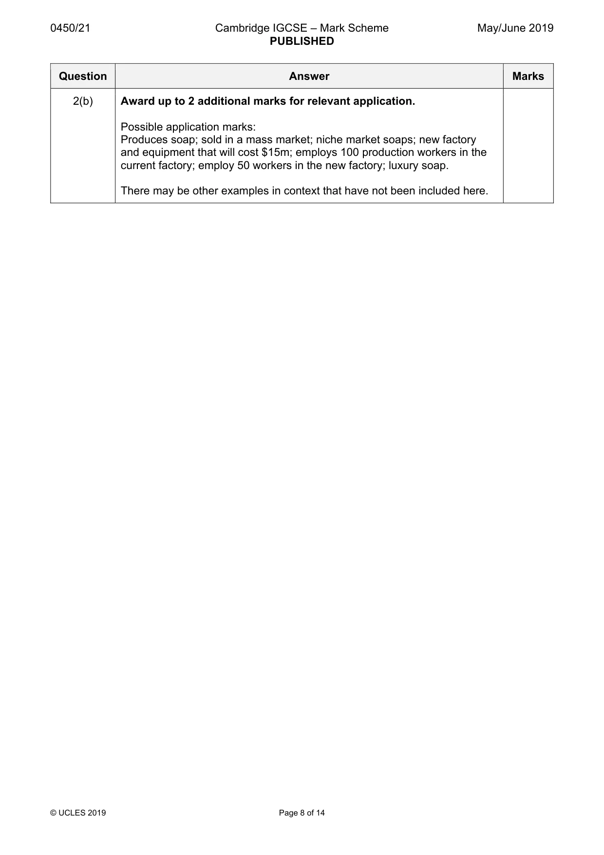 Mark scheme, page 8 of 14