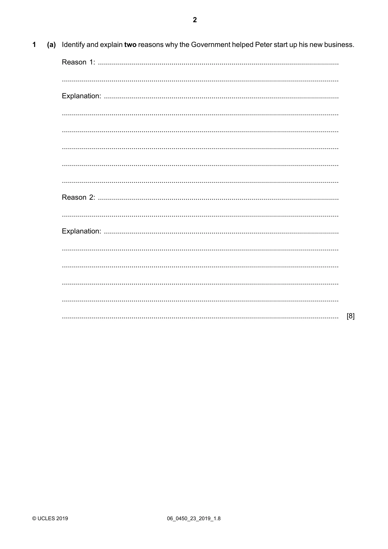 Cambridge IGCSE Business Studies 0450 2019 May/June Paper 2 · Variant 3 question paper, page 2 of 12