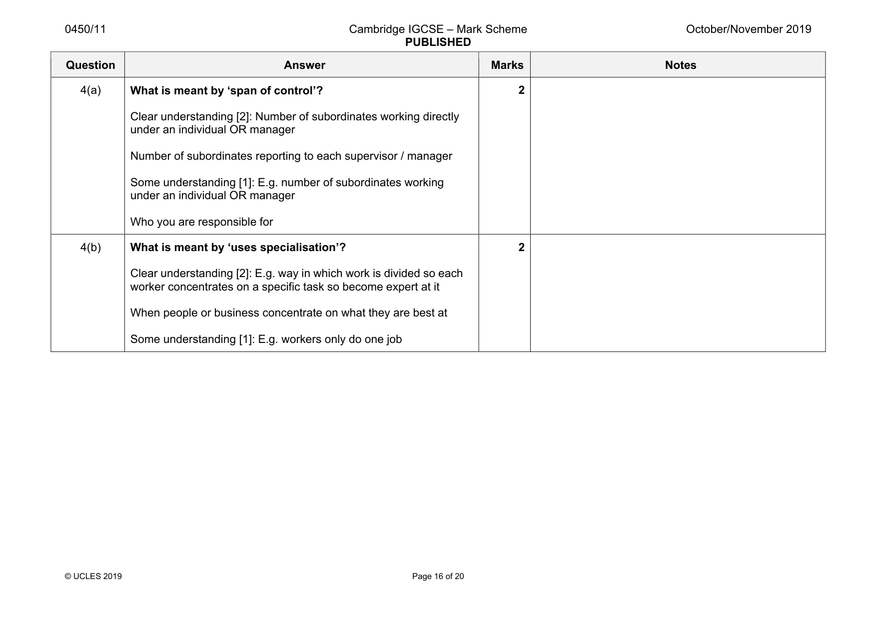 Mark scheme, page 16 of 20
