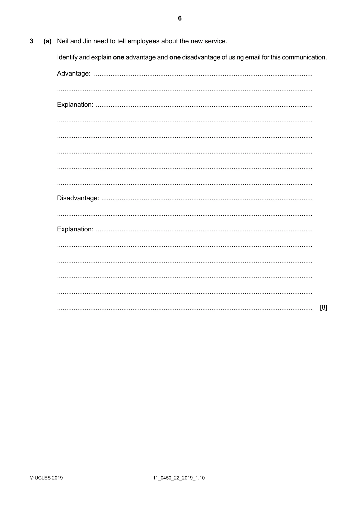 Cambridge IGCSE Business Studies 0450 2019 Oct/Nov Paper 2 · Variant 2 question paper, page 6 of 12