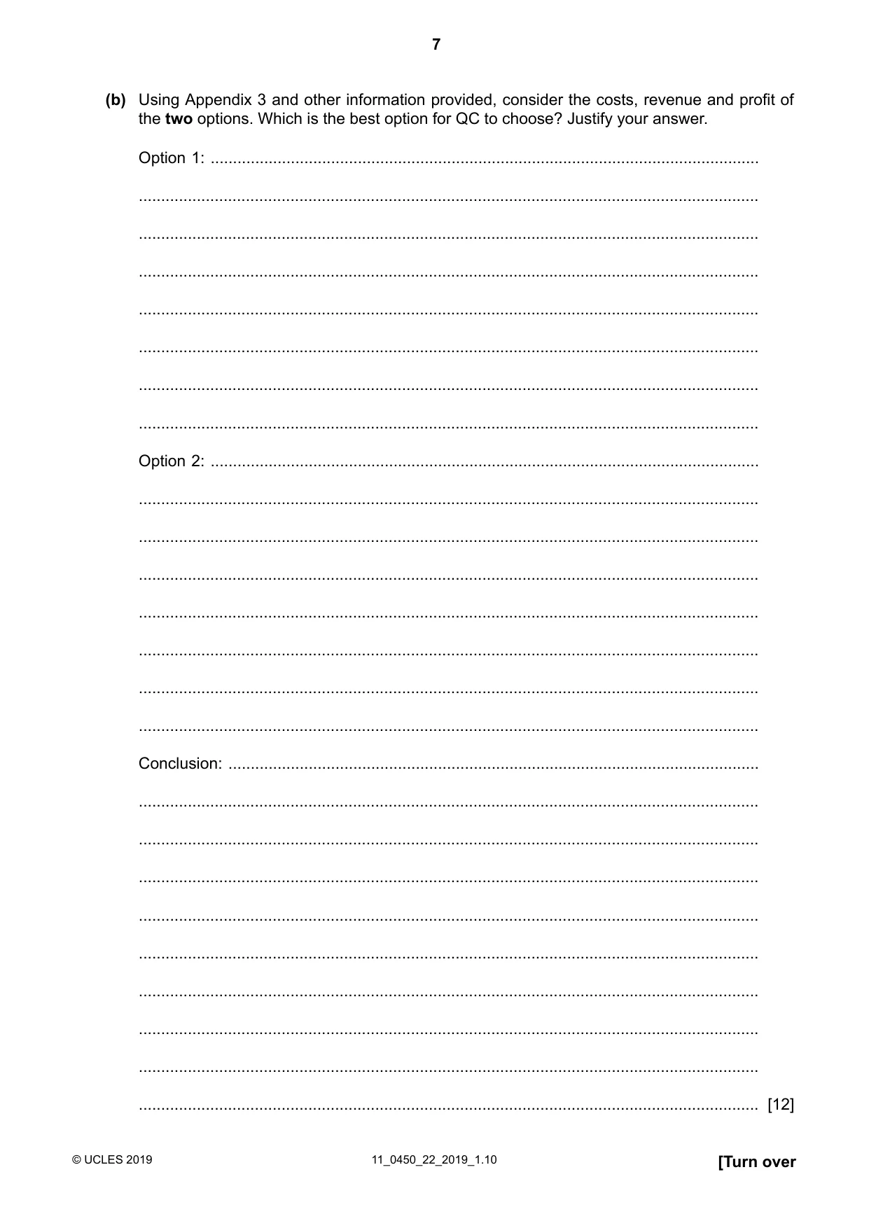 Cambridge IGCSE Business Studies 0450 2019 Oct/Nov Paper 2 · Variant 2 question paper, page 7 of 12
