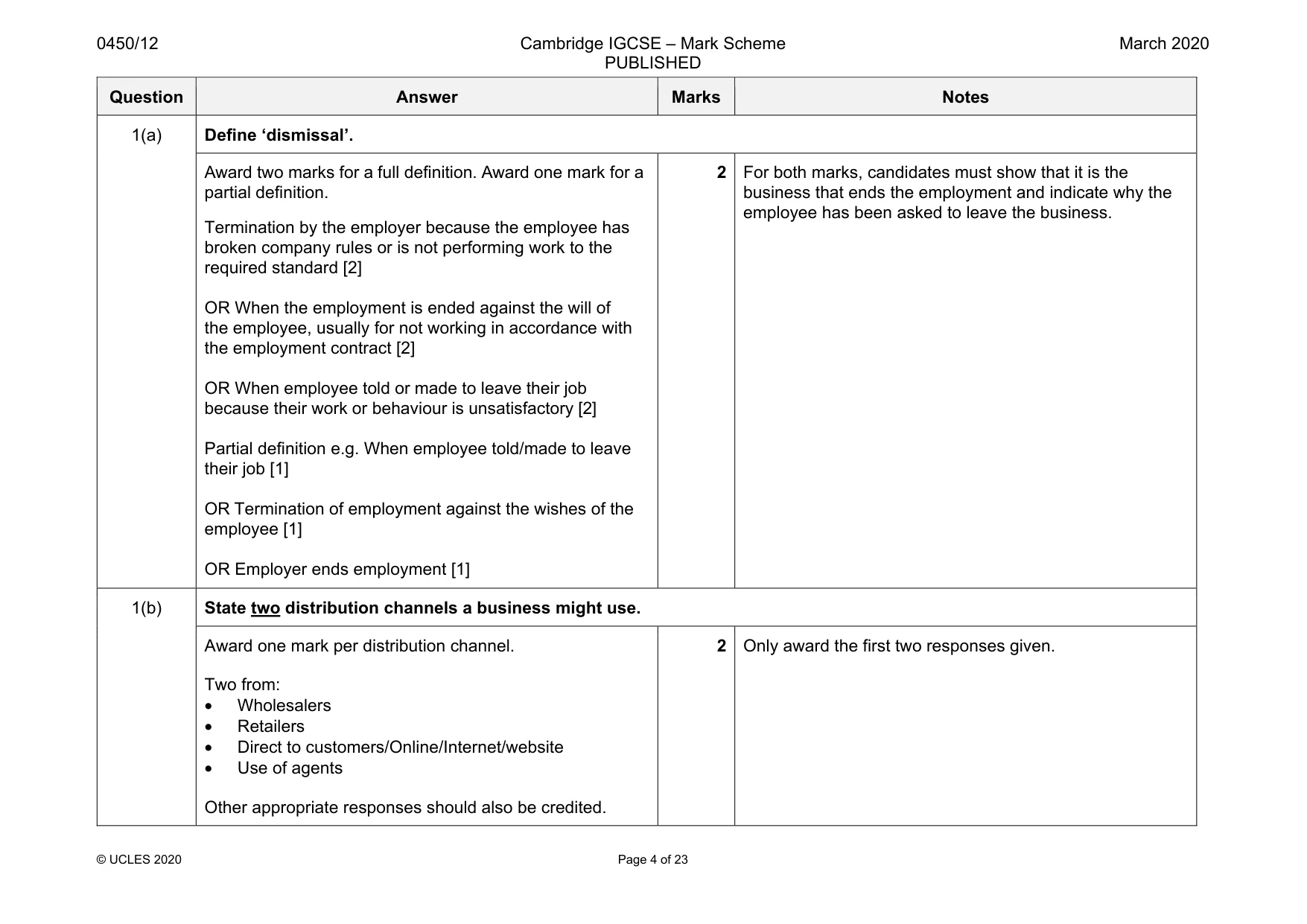 Mark scheme, page 4 of 23