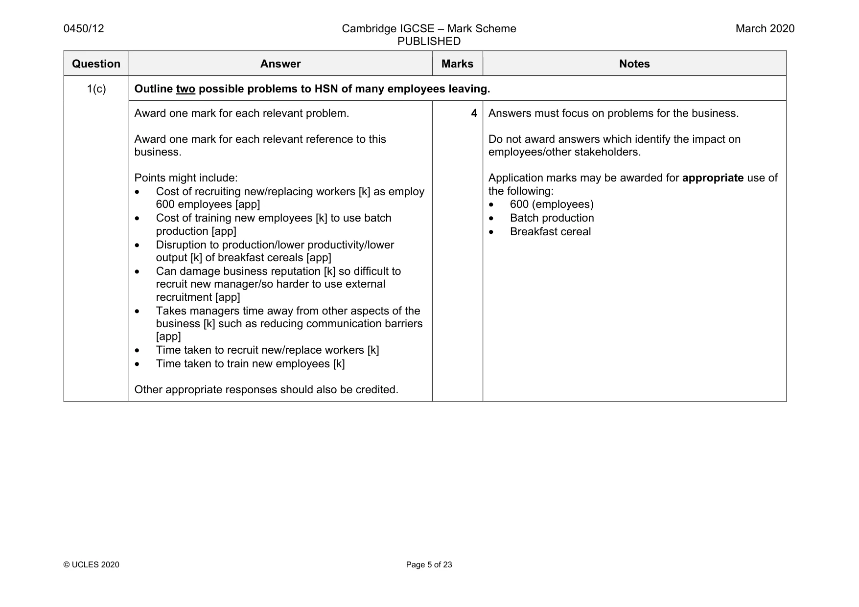 Mark scheme, page 5 of 23