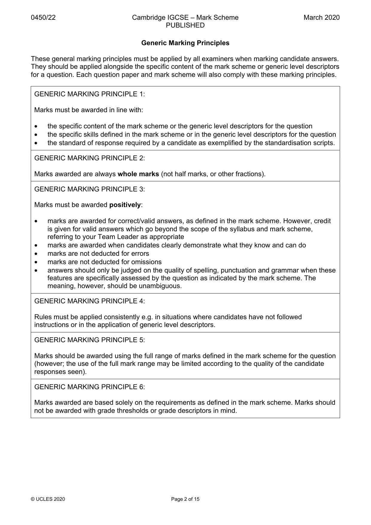 Mark scheme, page 2 of 15