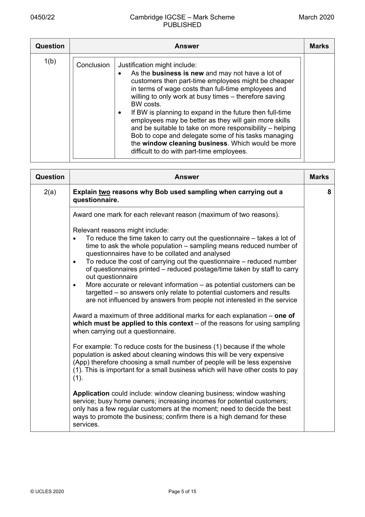 Mark scheme, page 5 of 15