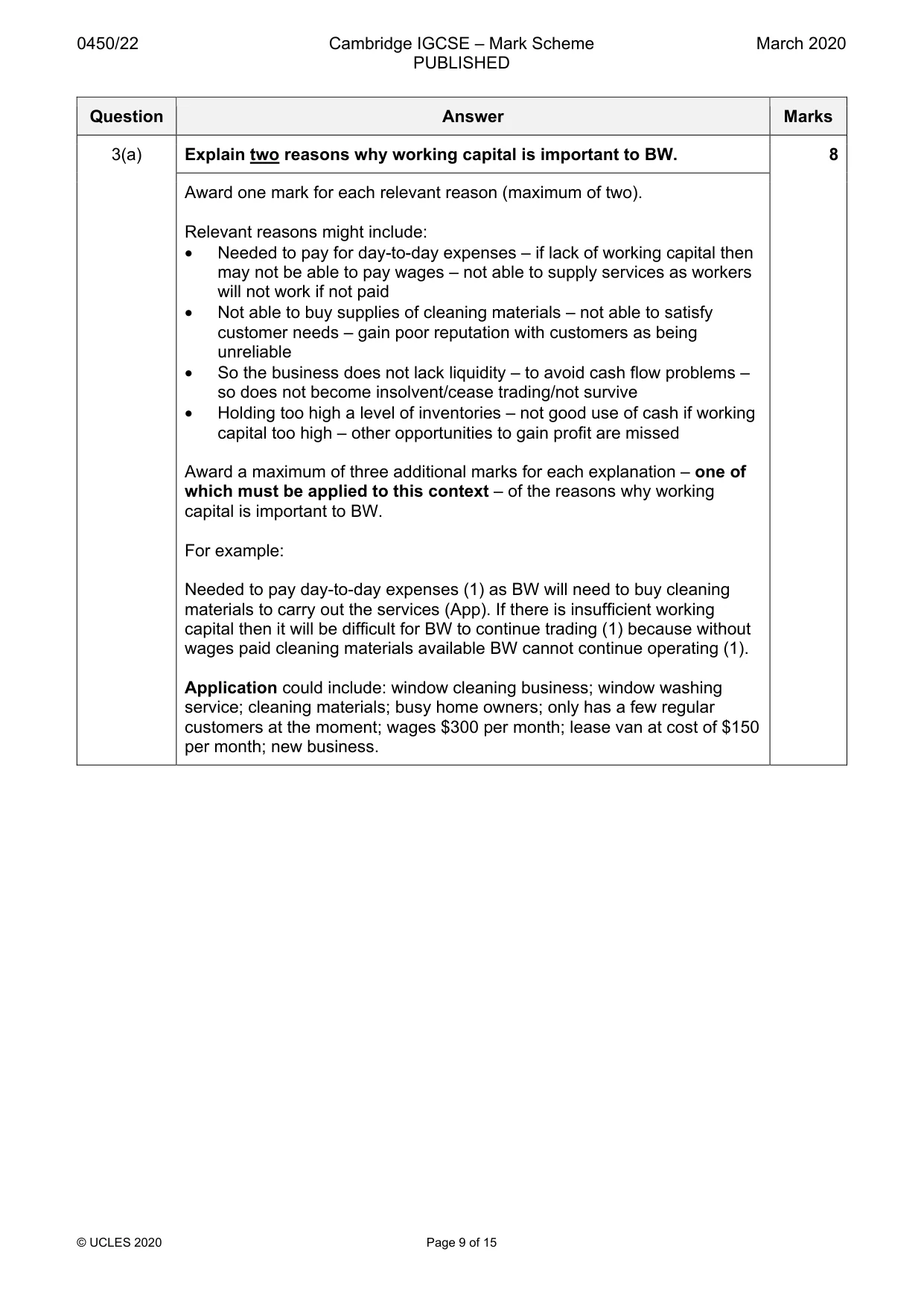 Mark scheme, page 9 of 15