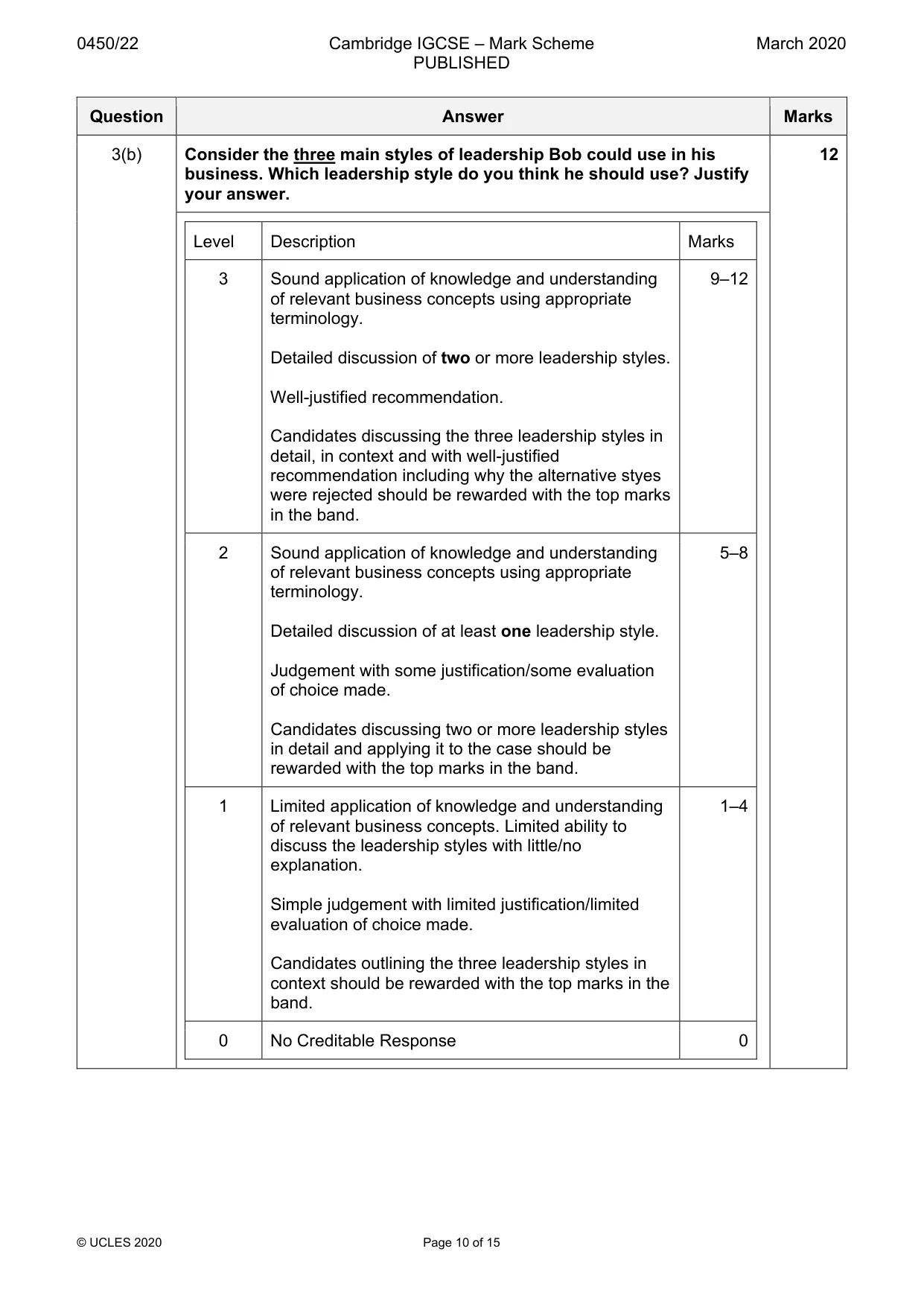 Mark scheme, page 10 of 15