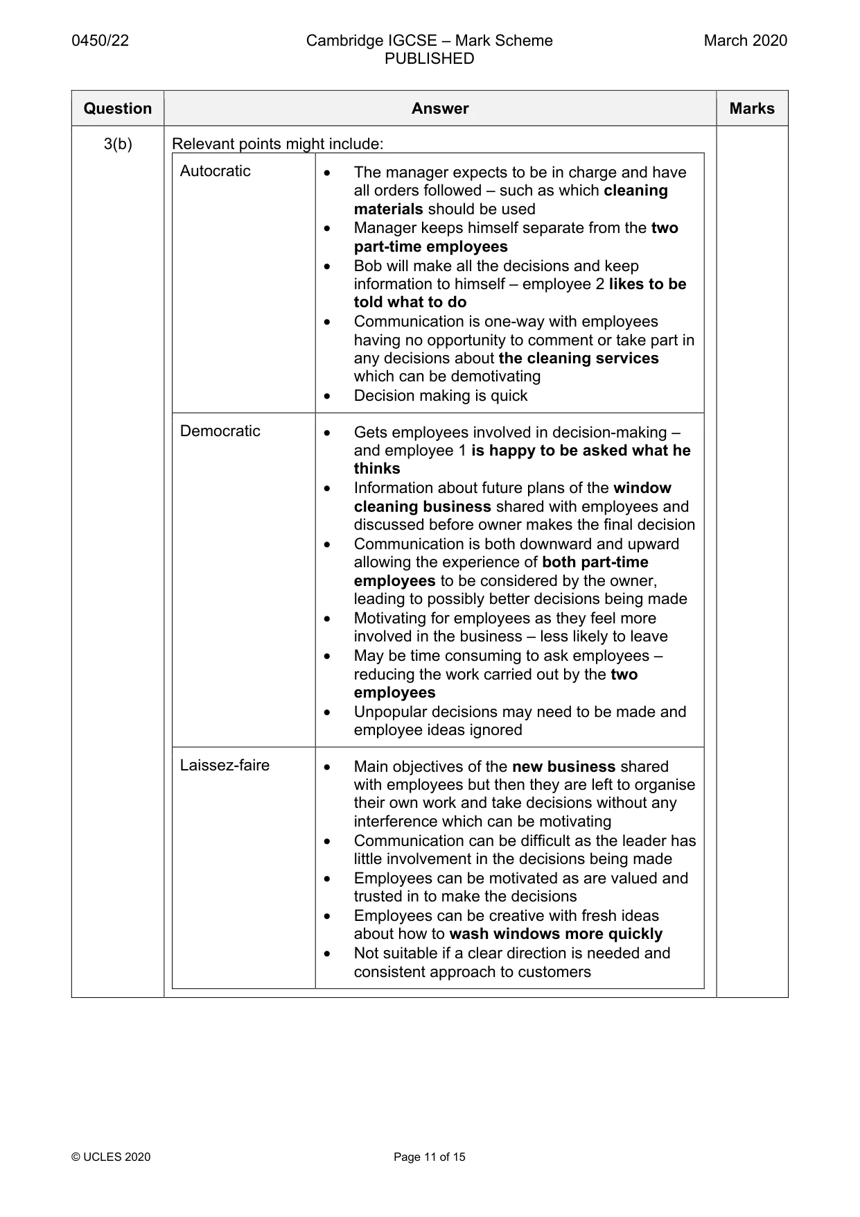 Mark scheme, page 11 of 15