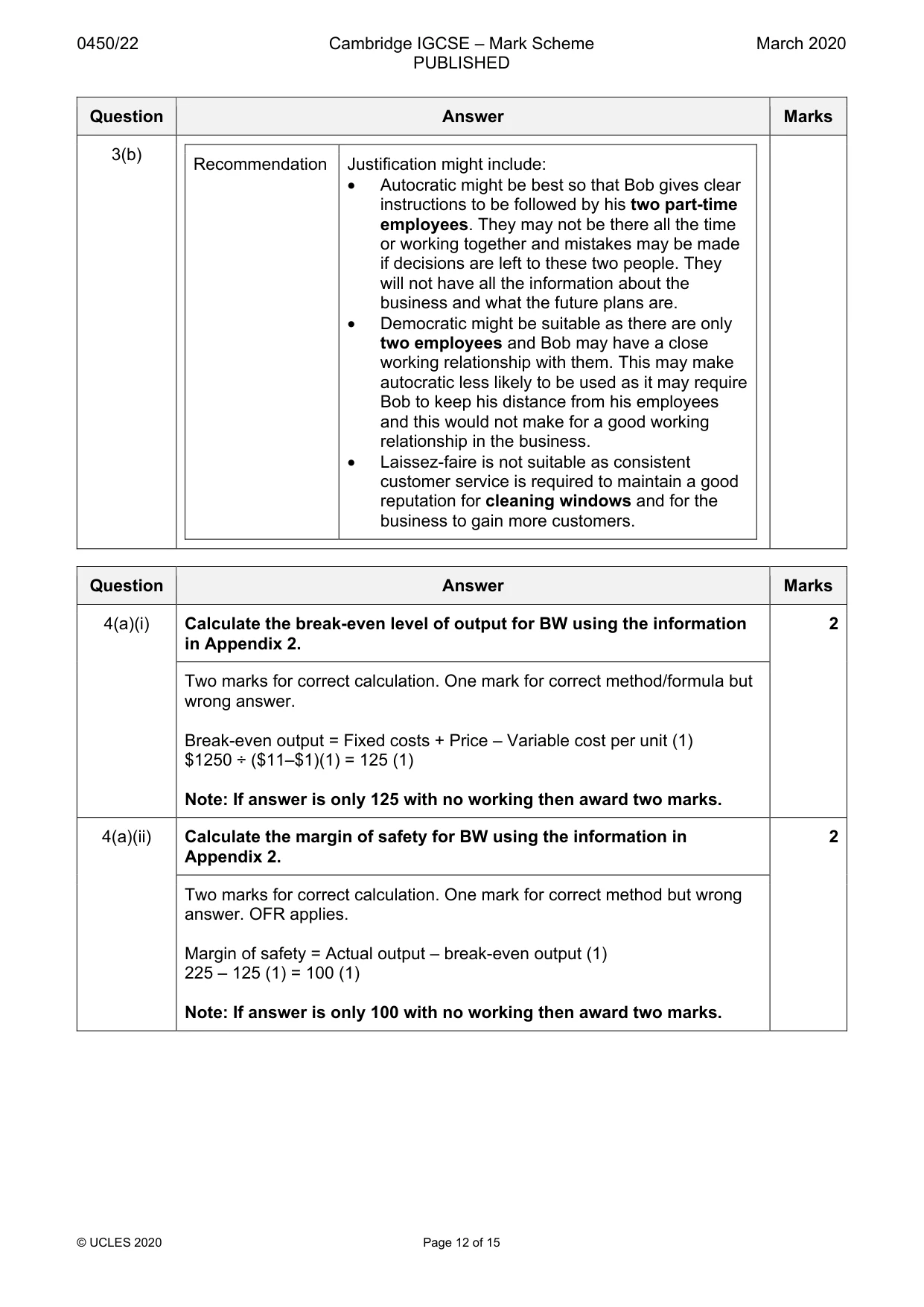 Mark scheme, page 12 of 15