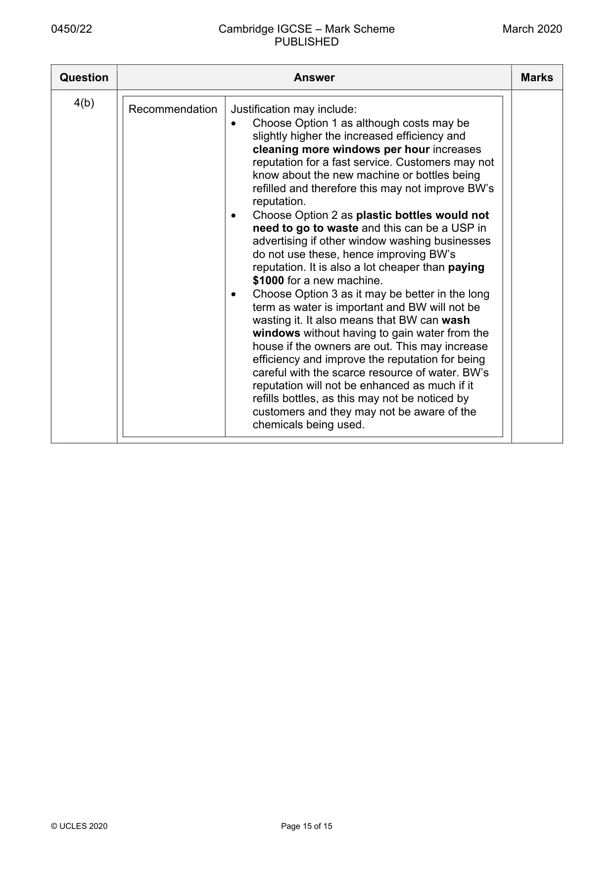 Mark scheme, page 15 of 15