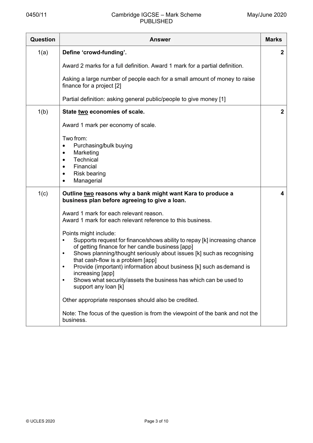 Mark scheme, page 3 of 10