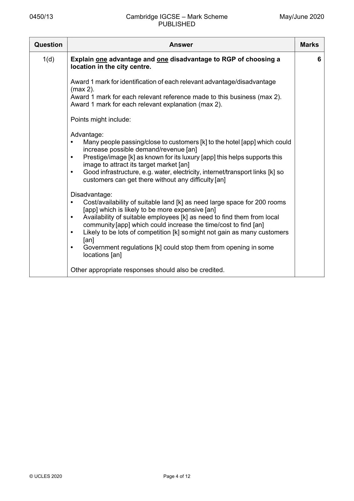 Mark scheme, page 4 of 12