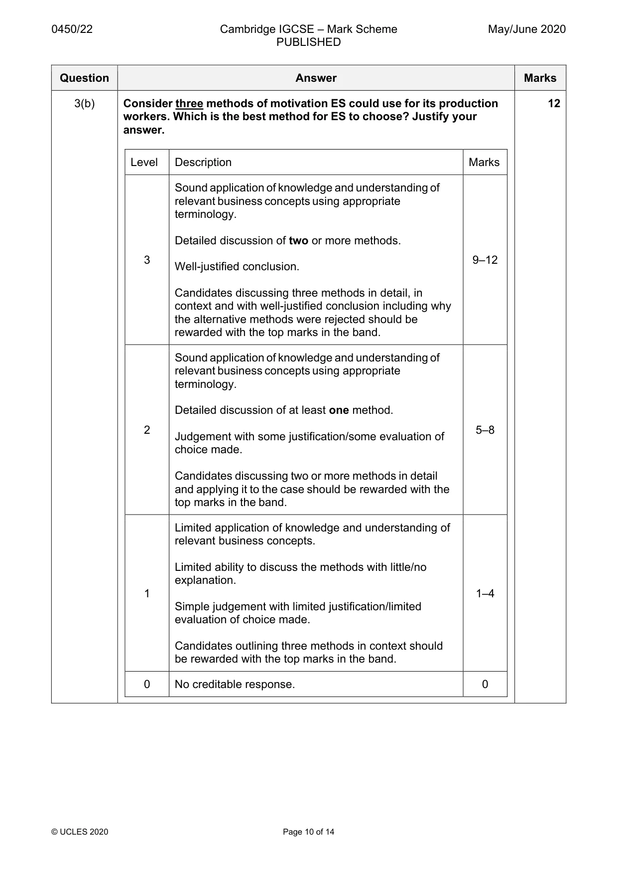 Mark scheme, page 10 of 14