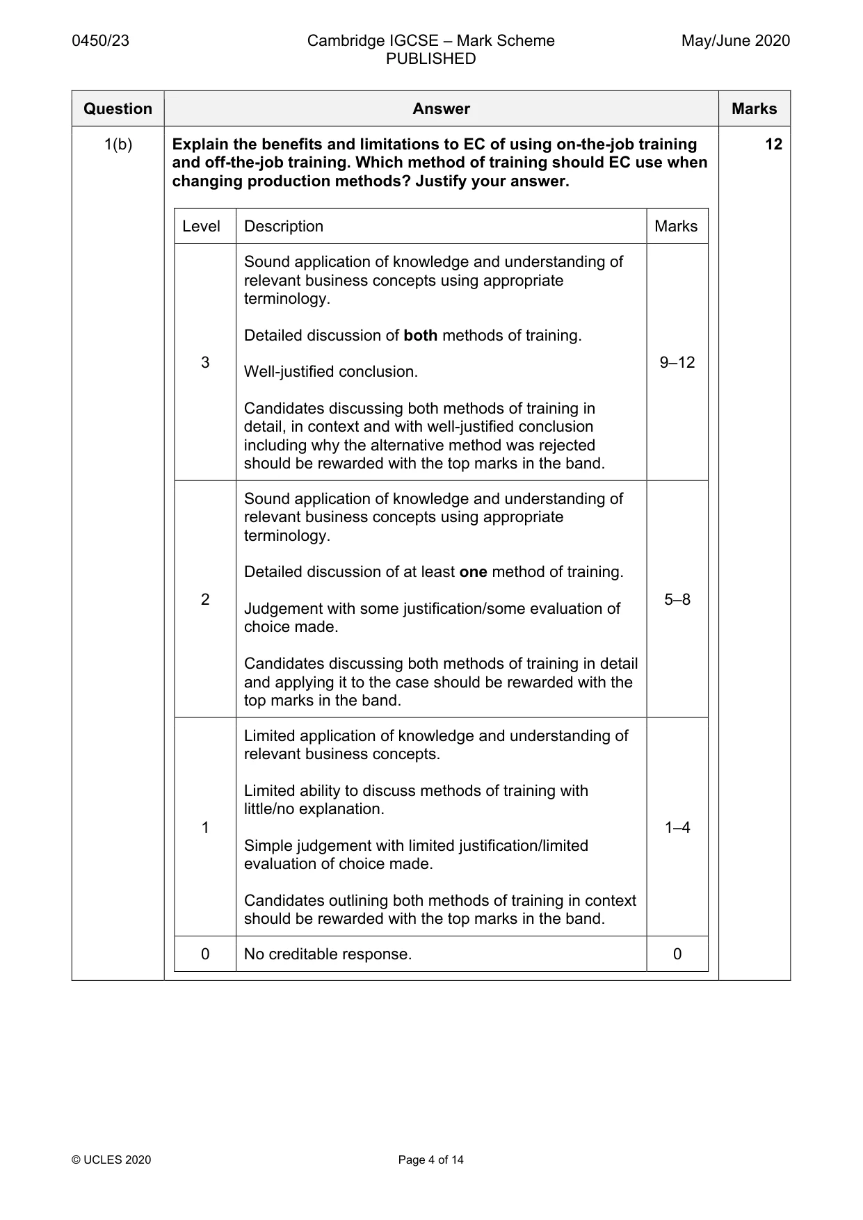 Mark scheme, page 4 of 14