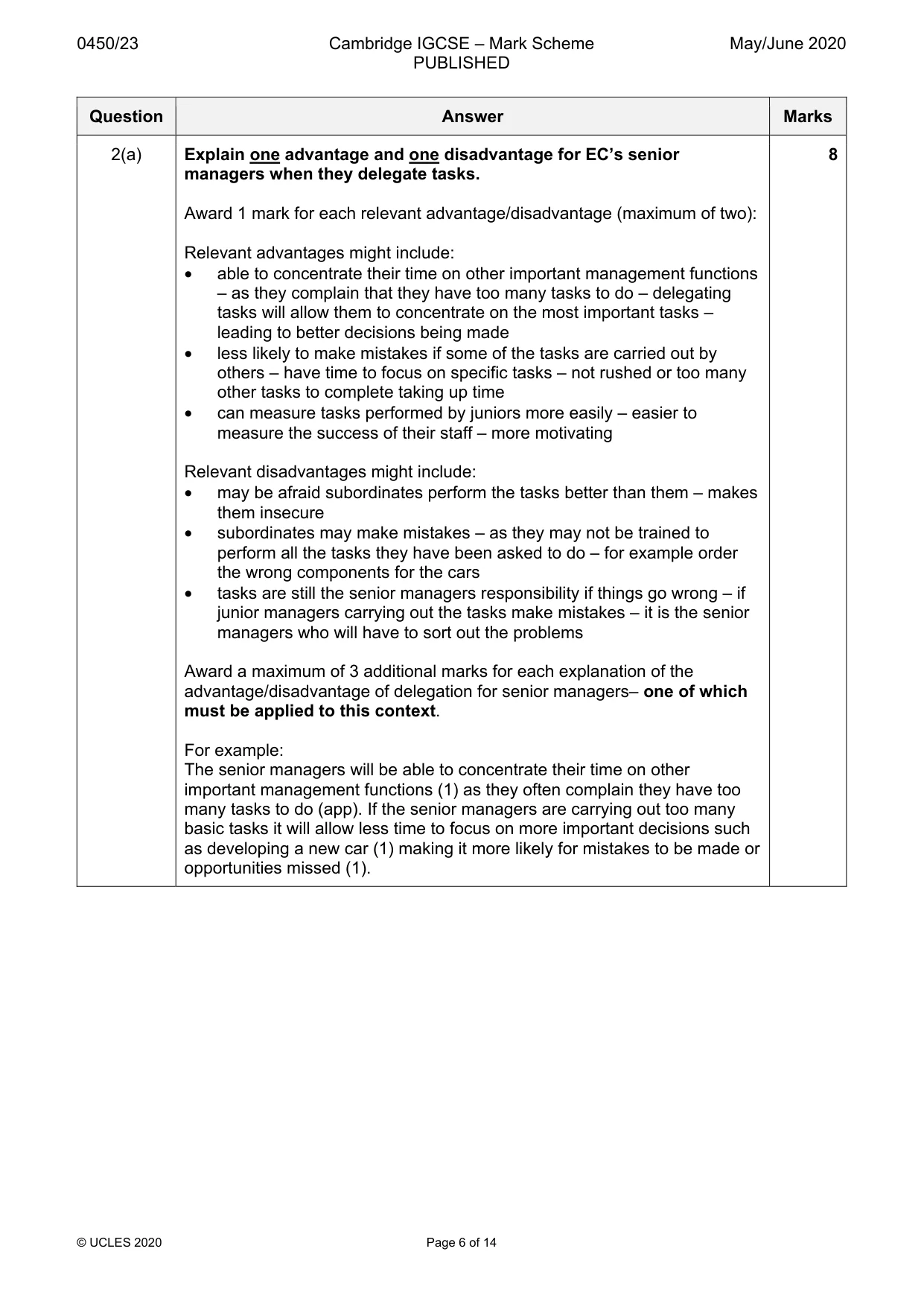 Mark scheme, page 6 of 14
