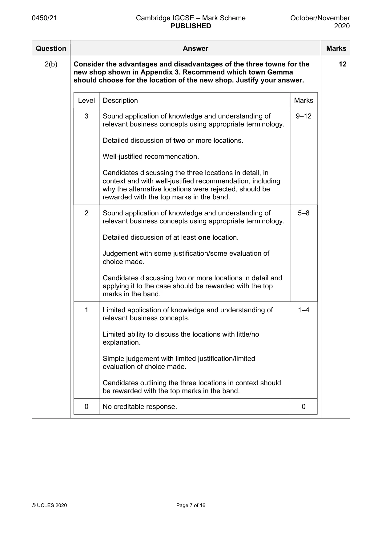 Mark scheme, page 7 of 16