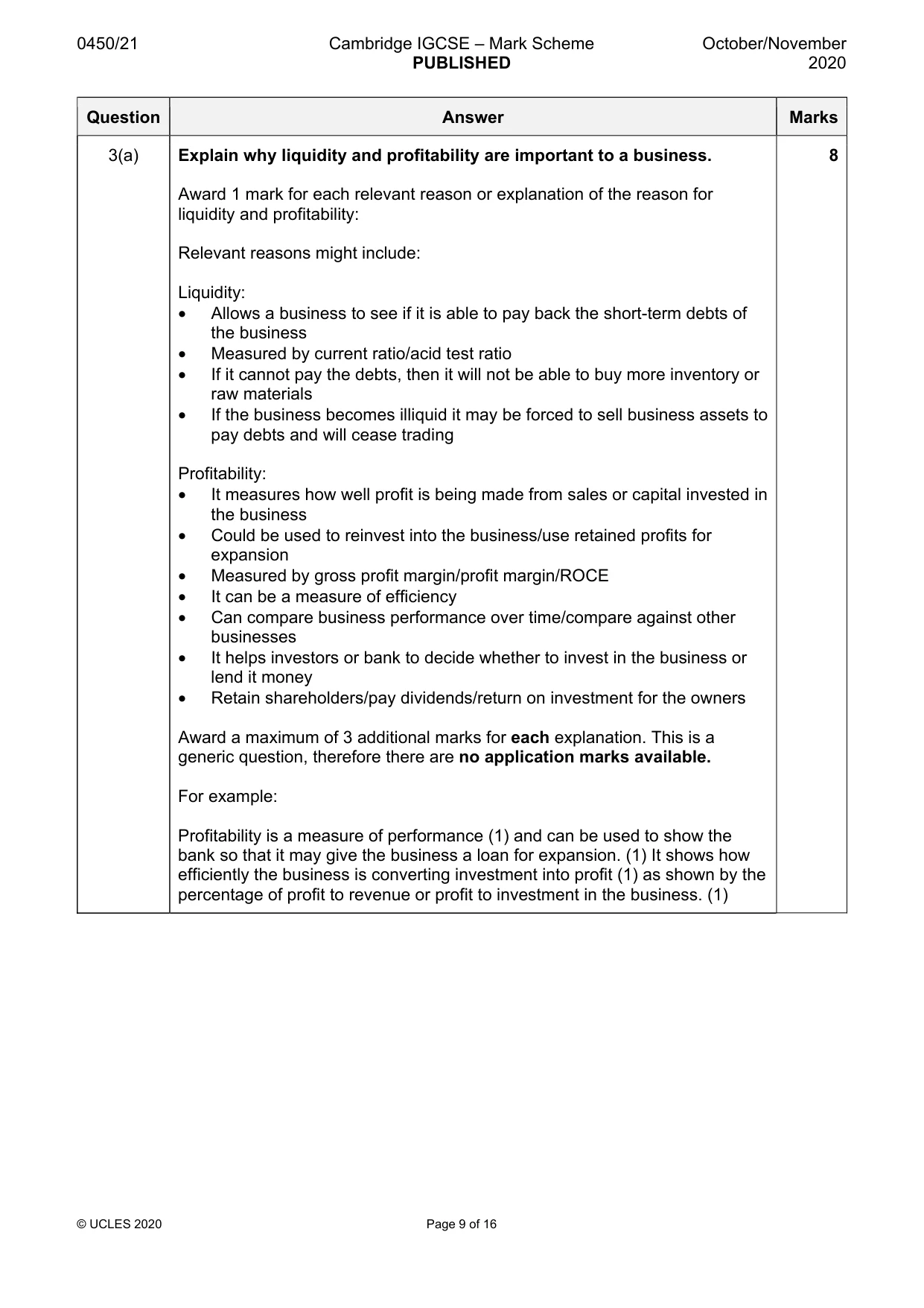 Mark scheme, page 9 of 16
