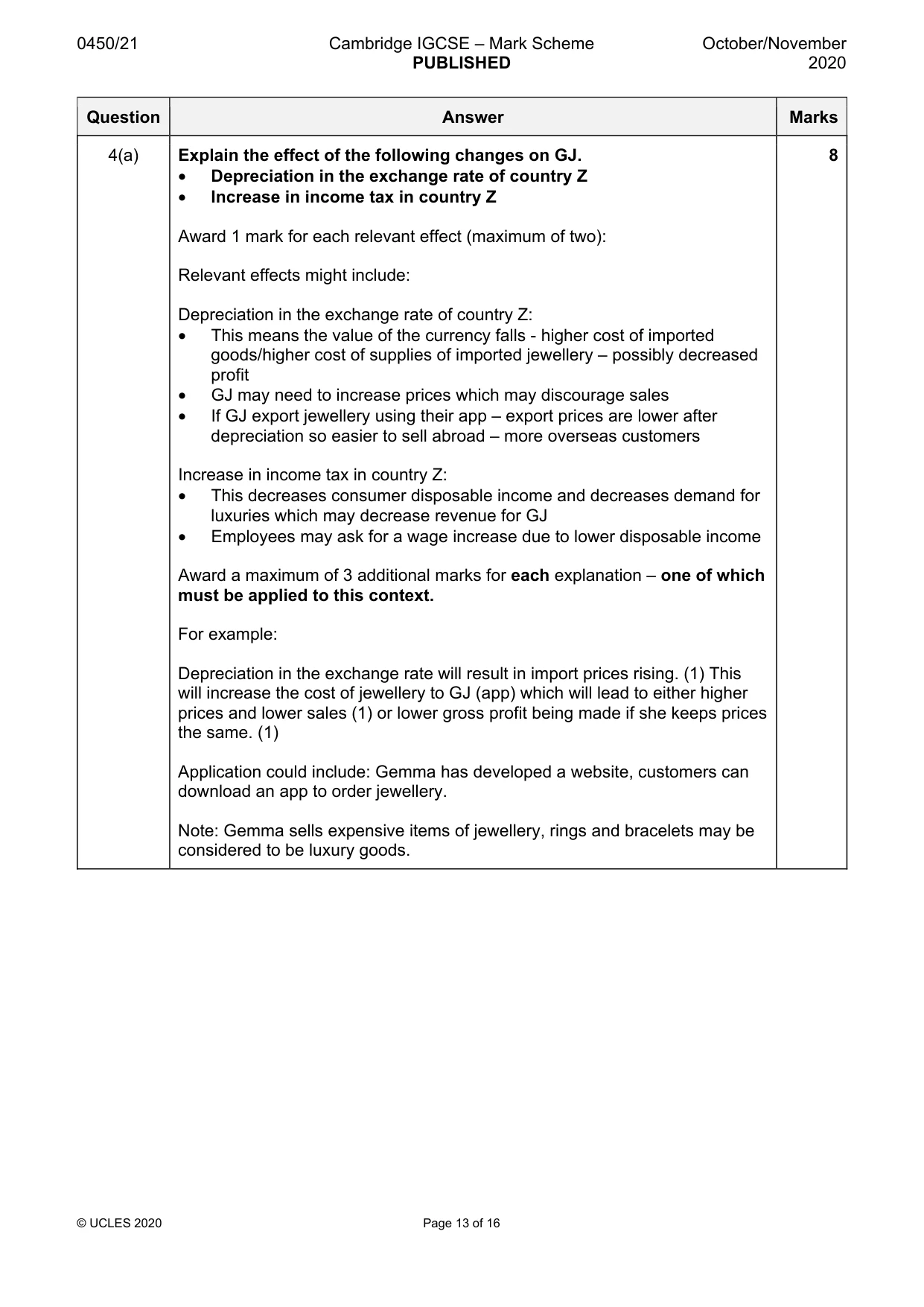 Mark scheme, page 13 of 16