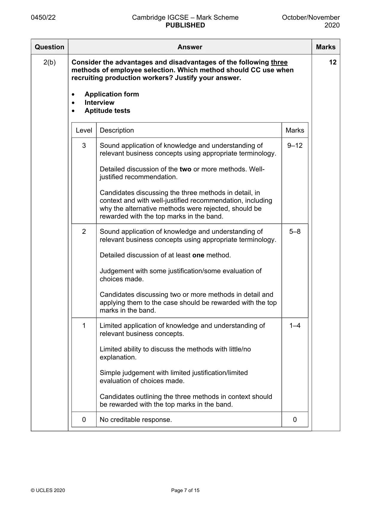 Mark scheme, page 7 of 15