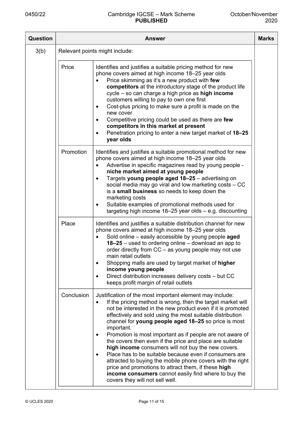 Mark scheme, page 11 of 15