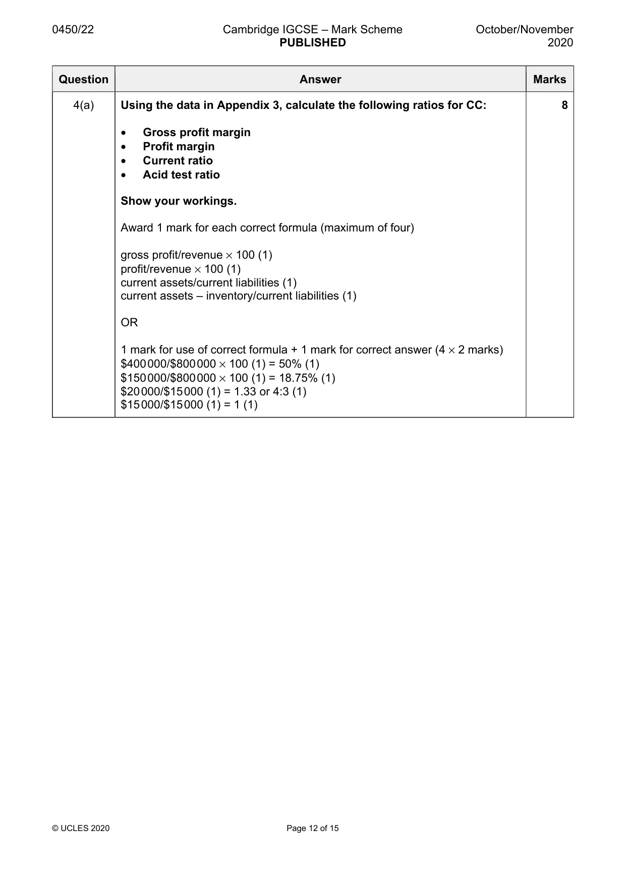 Mark scheme, page 12 of 15
