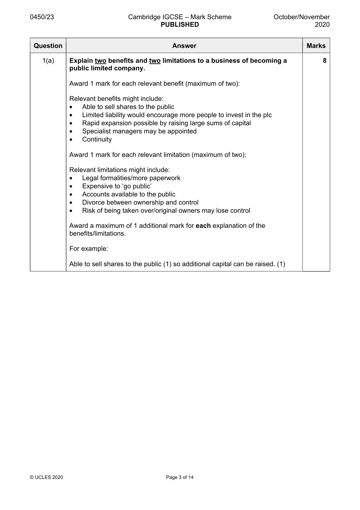 Mark scheme, page 3 of 14