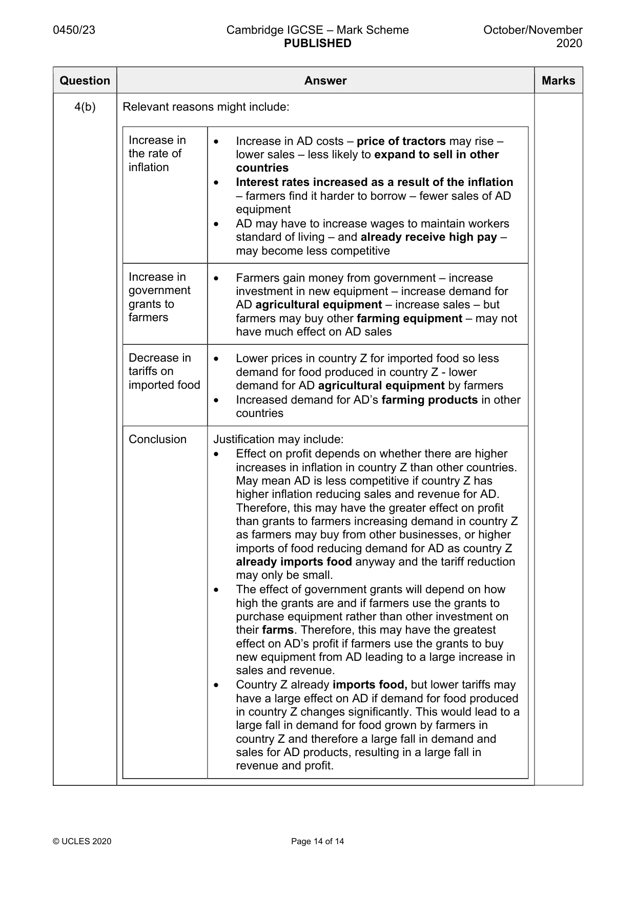 Mark scheme, page 14 of 14